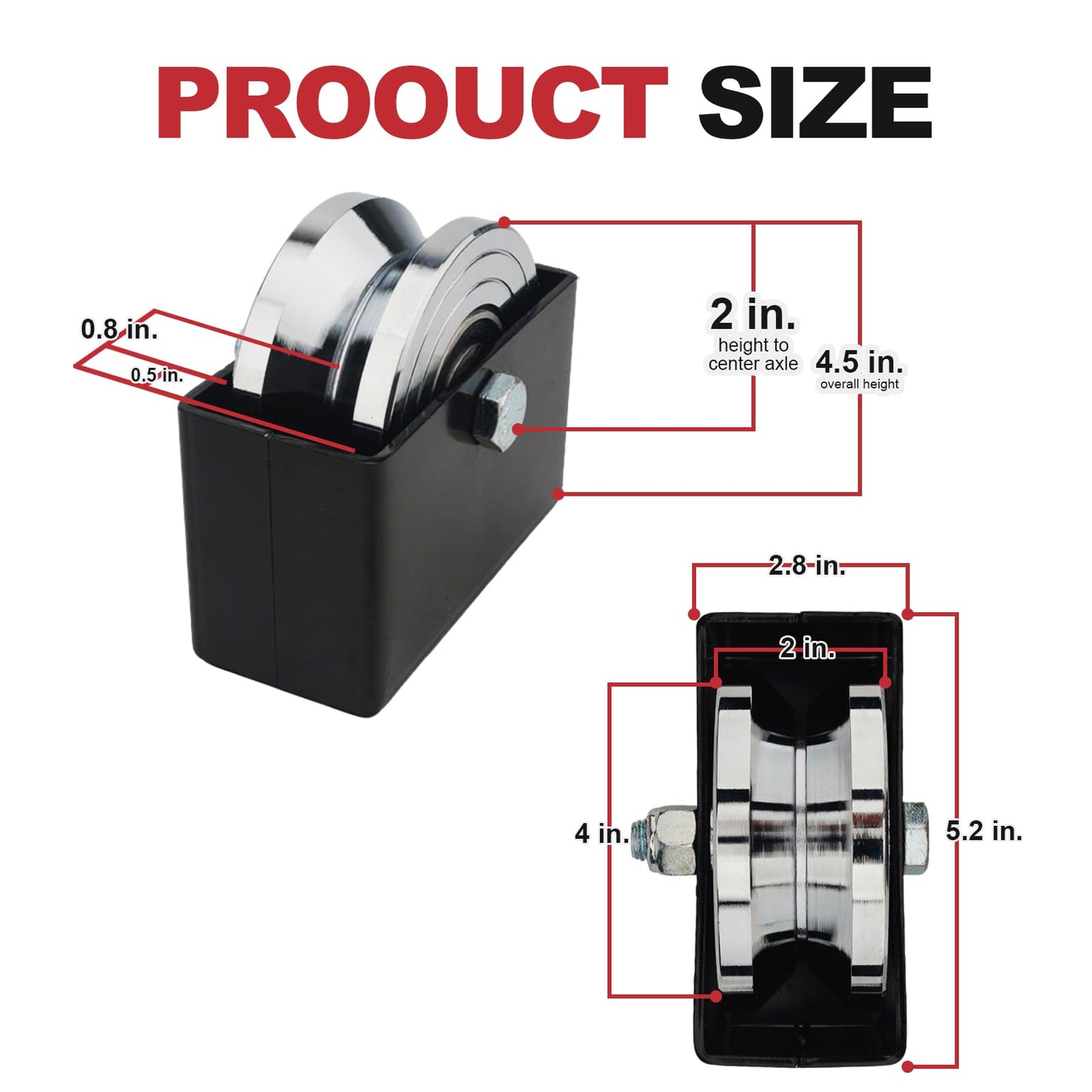 joytrace Heavy Duty 4" V-Groove Slide Gate Wheel with Welded Bracket Box - Heavy Duty 3000lbs Capacity, Dual Sealed Bearing for Sliding Rolling V Inverted Track Gates