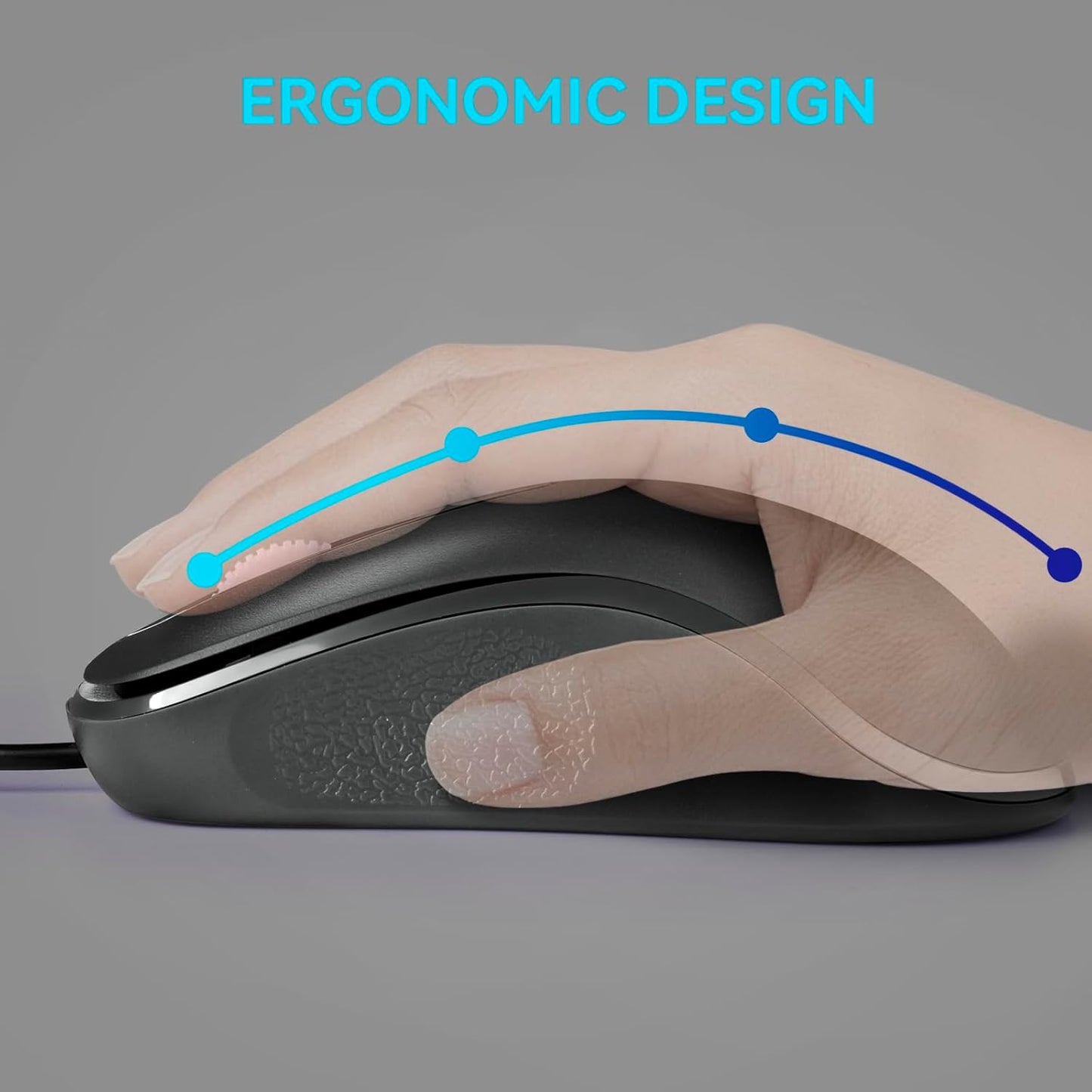 Mofkirg 3-Button 1000 (1) Classic Wired Office Mouse Ergonomic USB Optical DPI Comfortable Durable for Windows Mac