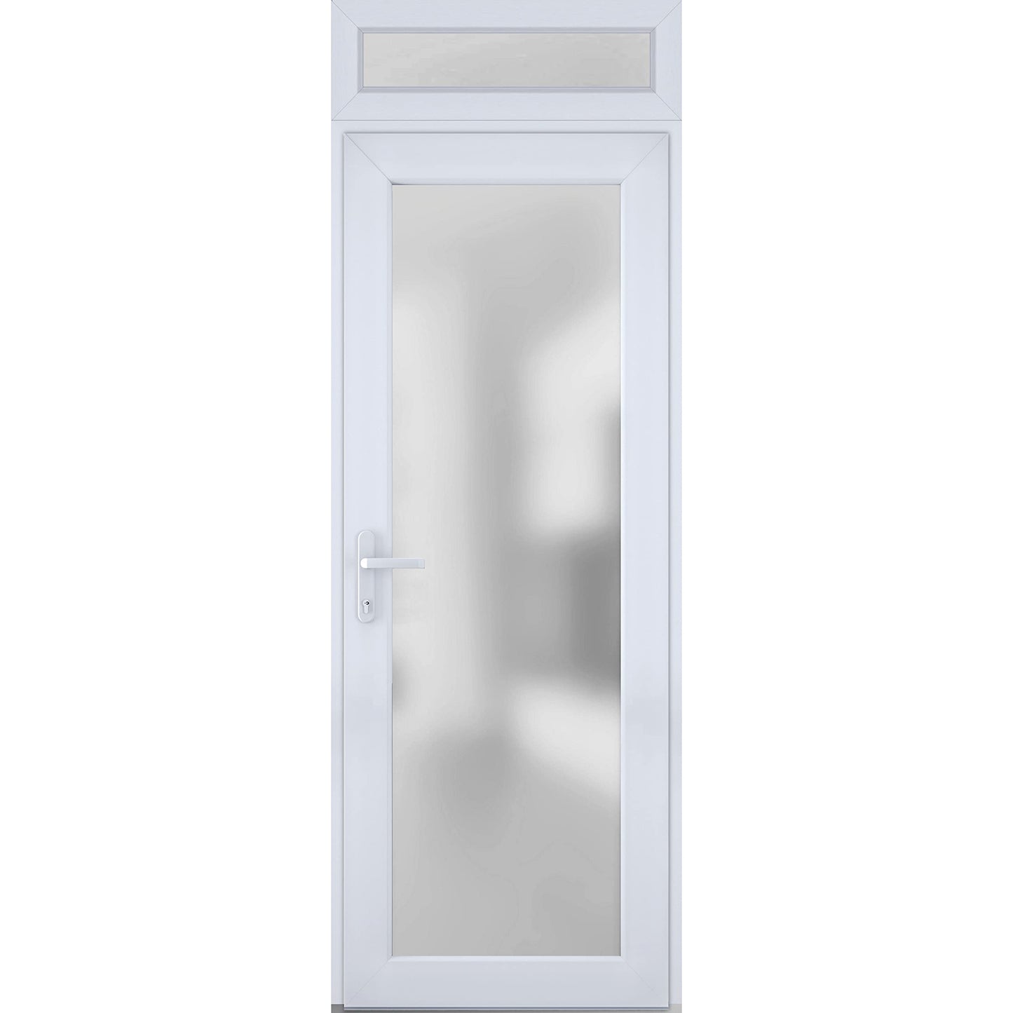 Front Exterior Prehung Metal-Plastic Door Frosted Glass/Manux 8102 White Silk/Top Window/Office Commercial and Residential Doors Entrance Patio Garage 36" x 96" Right-Hand Inswing