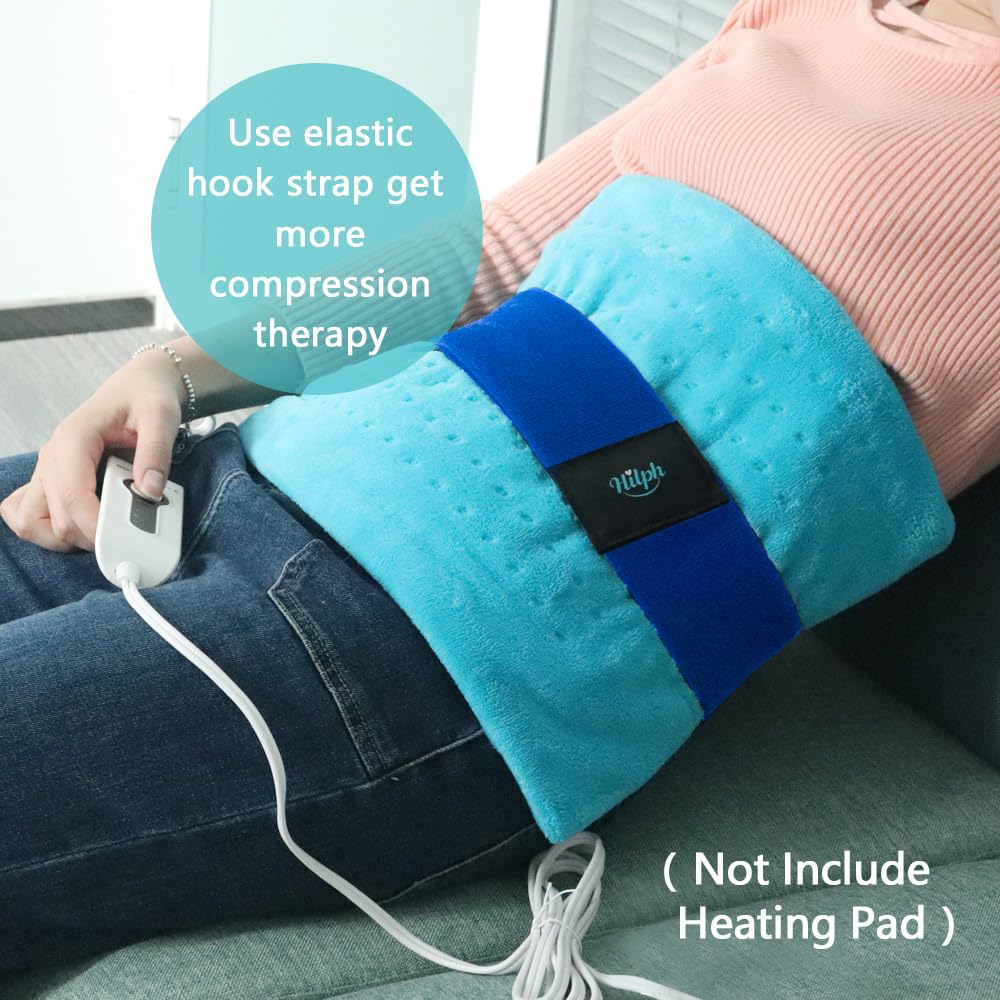 Hilph Ice Pack Strap, Stretchable, 3 Sizes Belt Extender Stretch Straps, Elastic Hook and Loop Extension Straps Add Length to Most Ice Packs, Multiple Uses, Blue