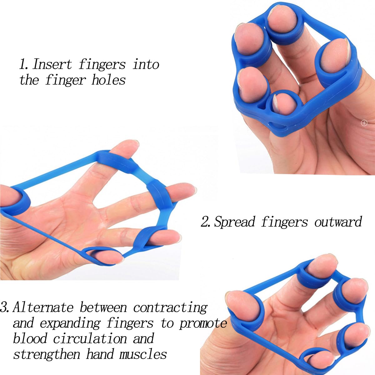LAIYOHO 6 Pack Finger Strengthener - 3 Resistance Levels Silicone Exerciser - Hand Grip Trainer for Fitness, Guitar & Rock Climbing