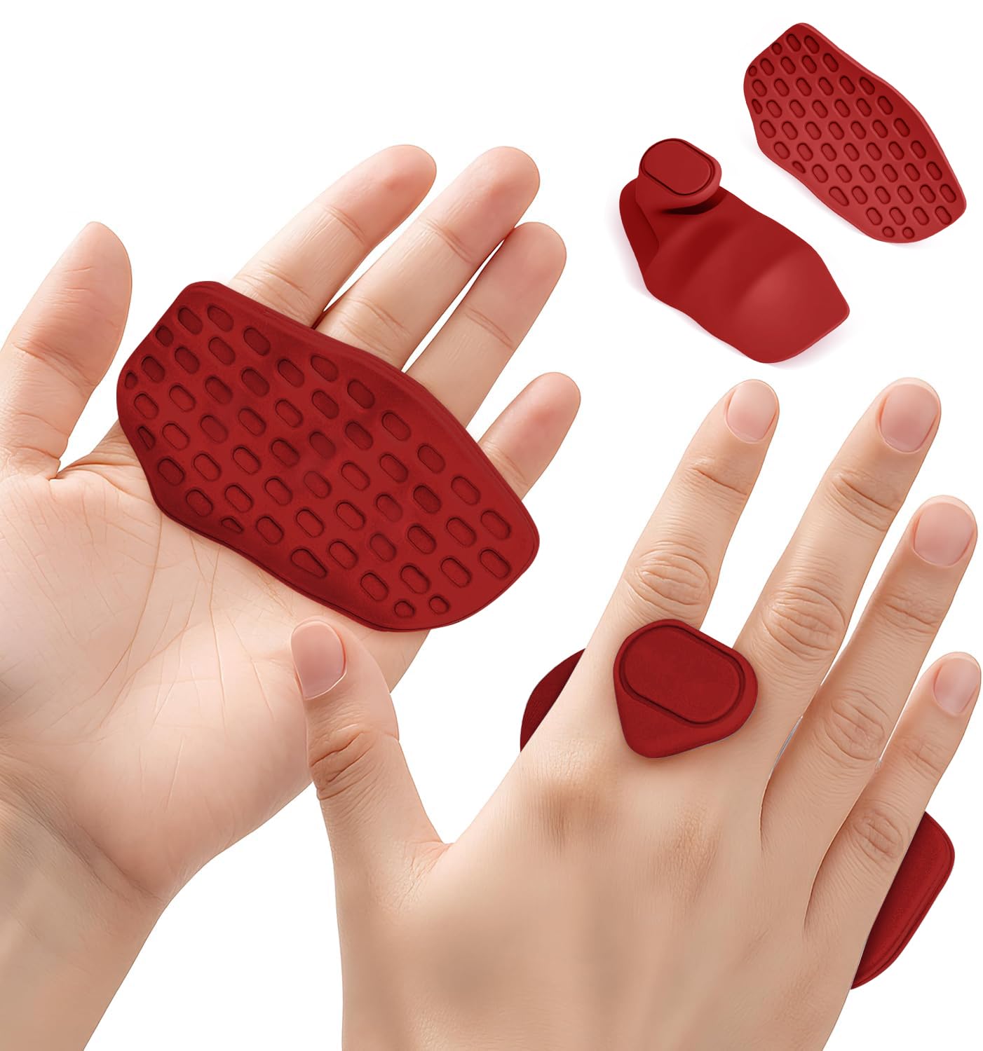 HUAFA Anti-Slip Workout Grips, Gym Weight Lifting Grips Pads，Ergonomics Weight Lifting Gloves for Men Women Deadlift, Fitness Training and Exercise, Gym Pads for Palm Protection(Red)