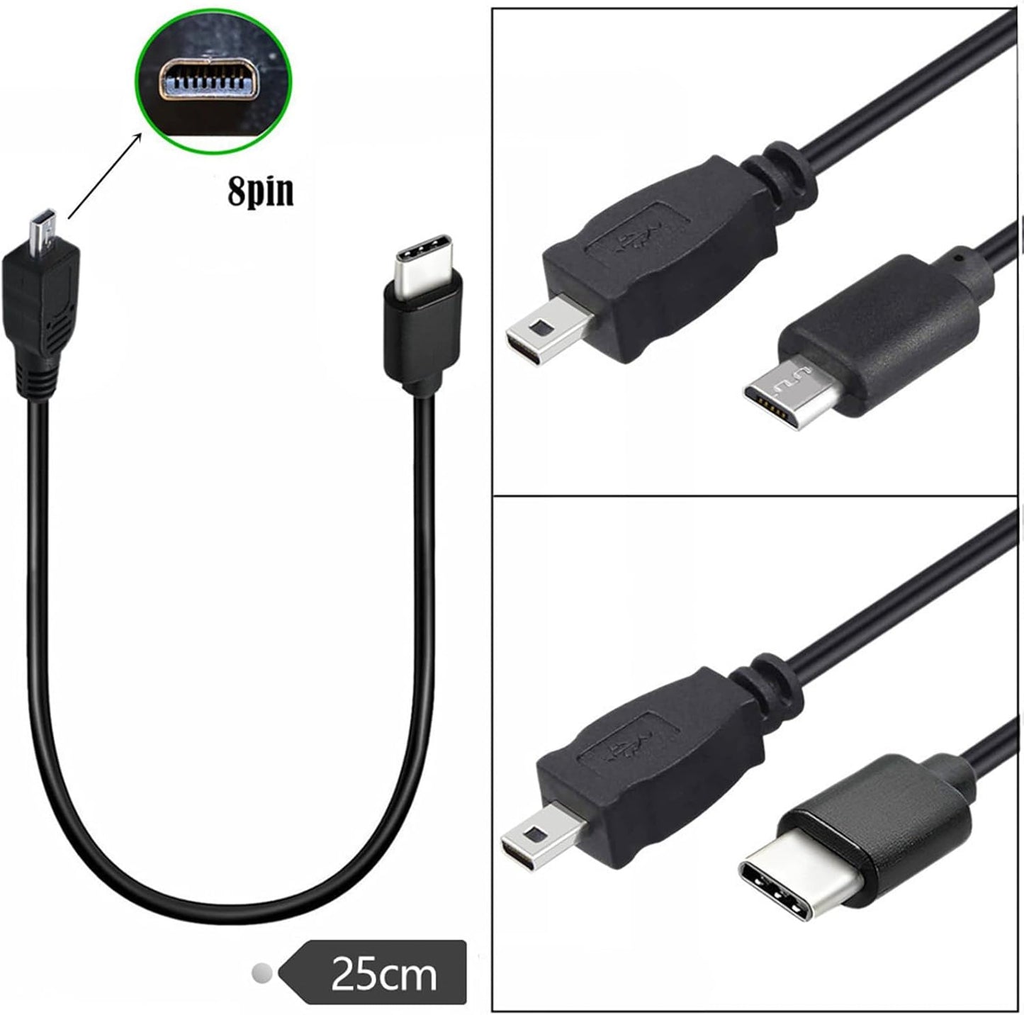 WAGHAVEN 8P Portable USB to USB C Cable USB C Photo Transfer Cable for DSLR Digital Cameras Compatible for Various