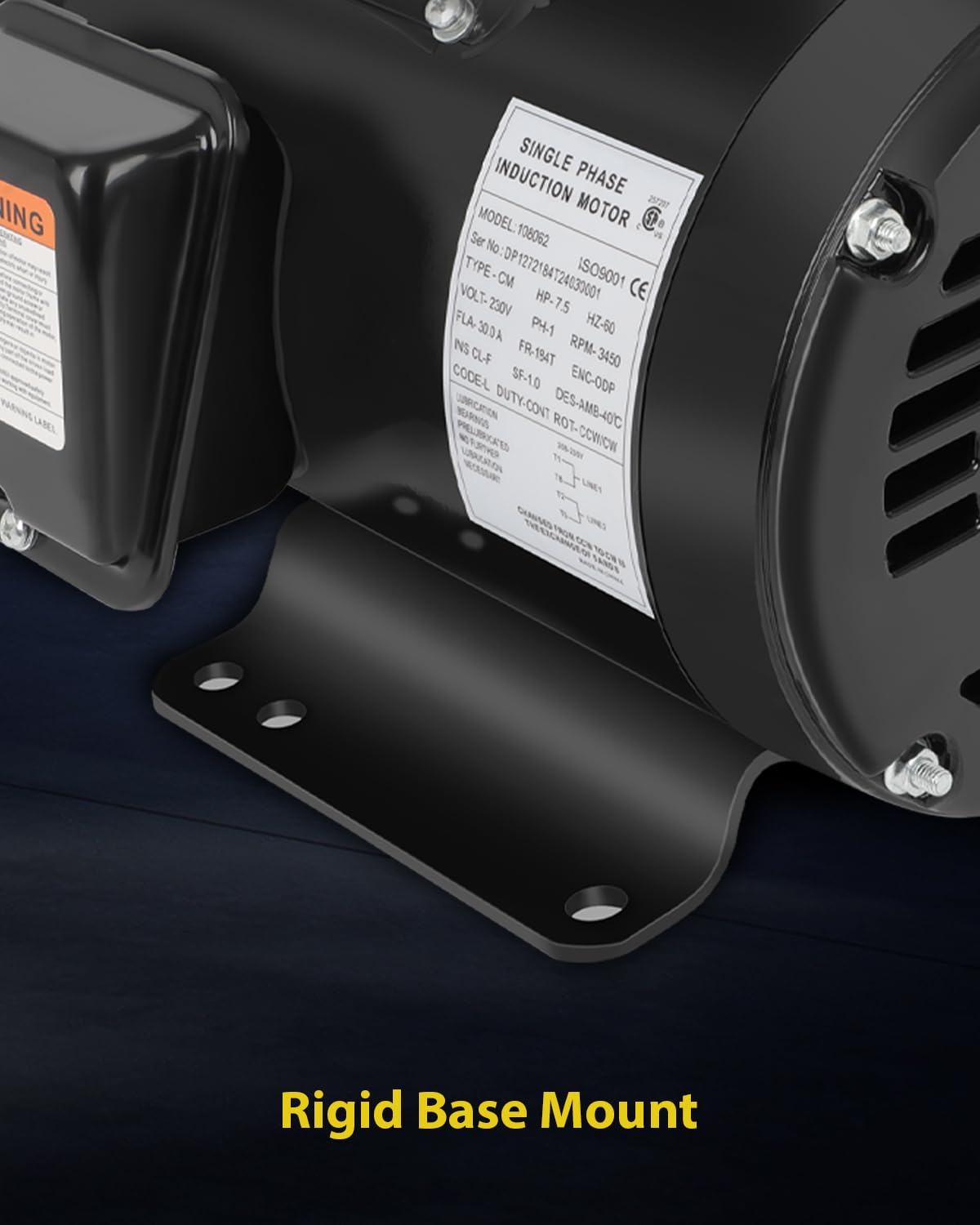 7.5 HP Air Compressor Motor Single Phase 184T Electric Motor 3450RPM 208V-230V 2Pole 1-1/8"Shaft Diameter CW/CCW ODP