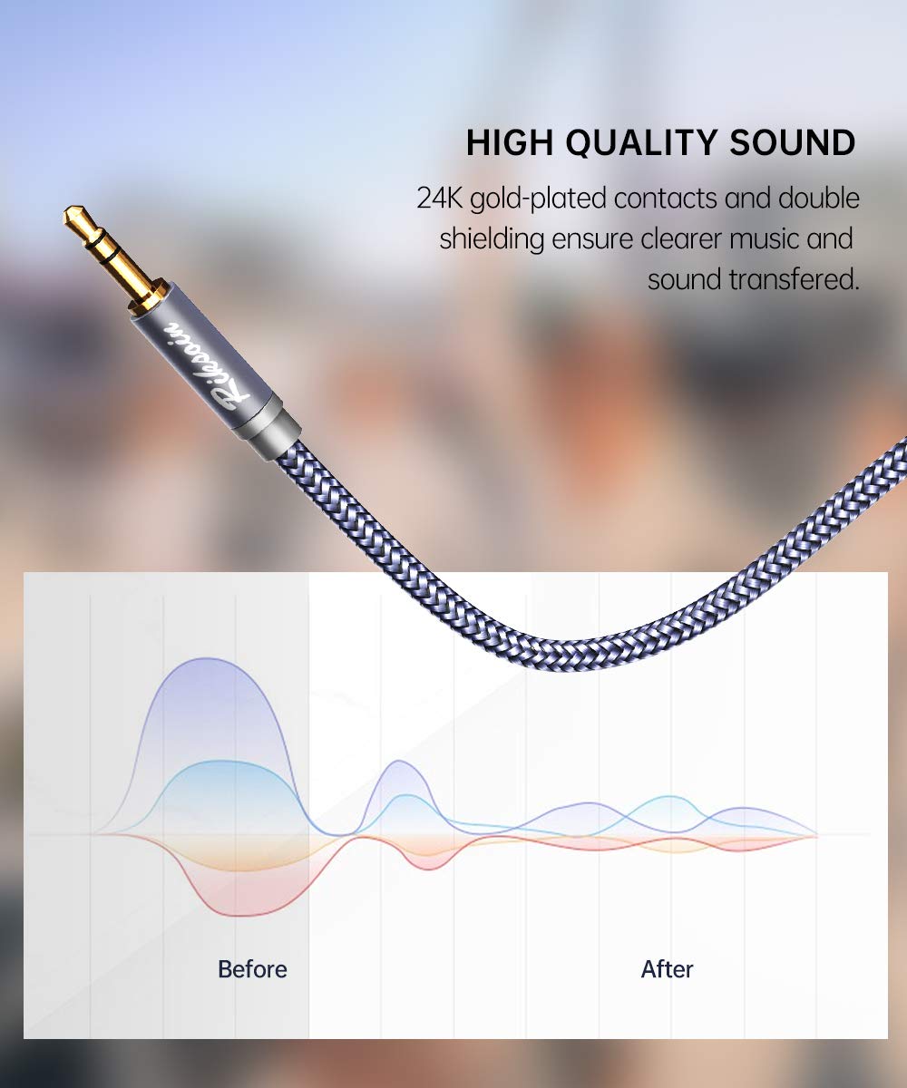 Cord-3.5mm 3 Pack 3.5mm Stereos,Mp32ft+4ft+10ft,Grey Aux Male to Male Auxiliary Audio Cable [Shielded,Hi-Fi] Audiophile