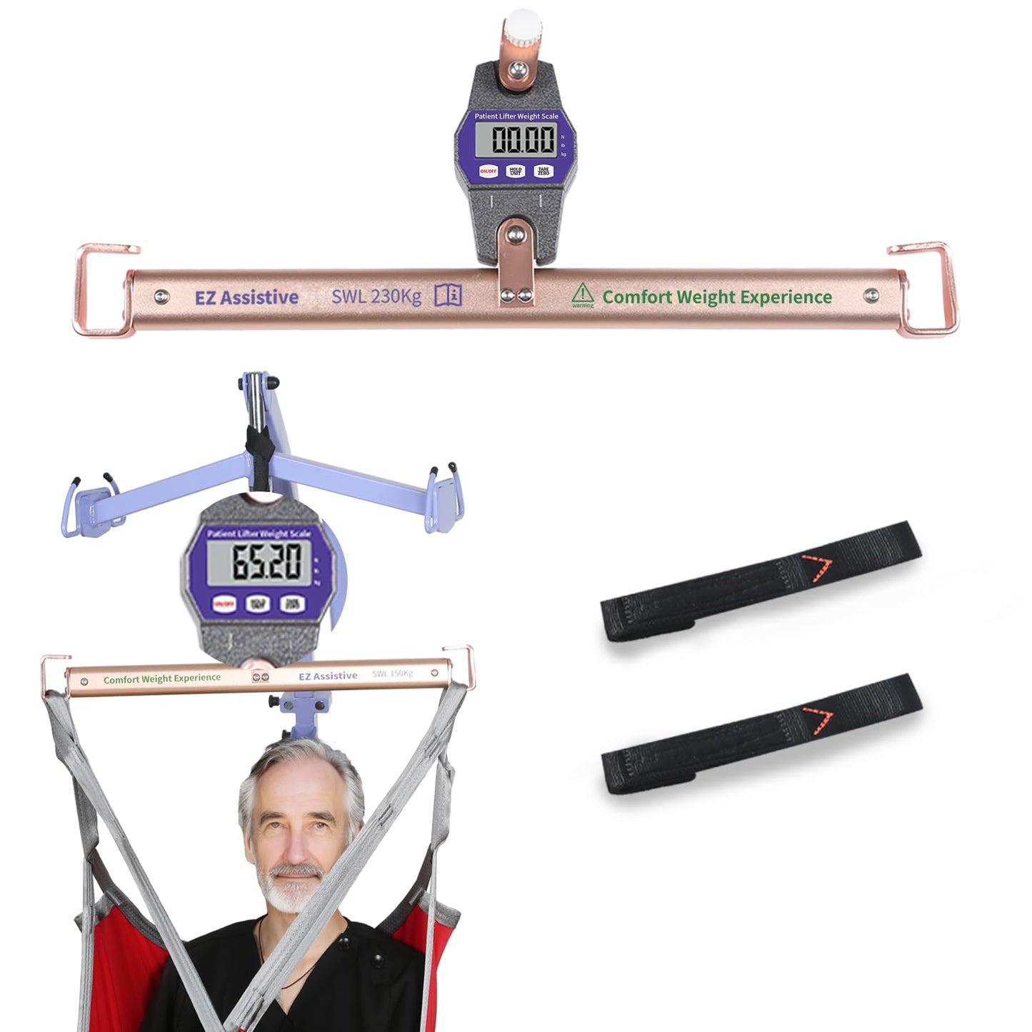 EZ Assistive Patient Lift Weight Scale for Elderly or Bedridden, Universal Lift Scale Suitable for Nursing Home, Hospital & Home Care Use-SWL 500lbs