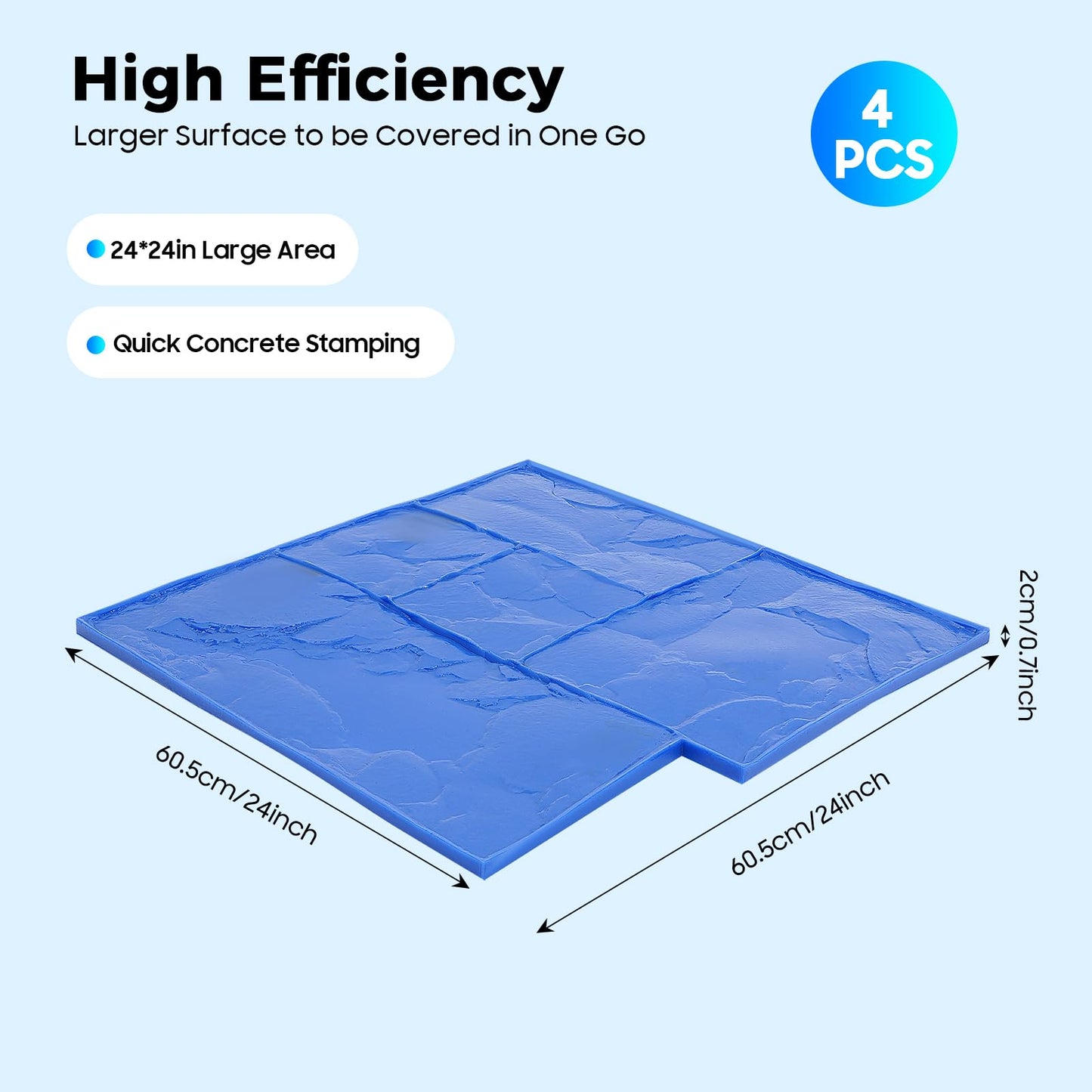 4 PCS Concrete Stamps, 24x24in Concrete Texturing Skin Mats Set with Practical Handles for Courtyard Paths, Driveways, Swimming Pool Platforms