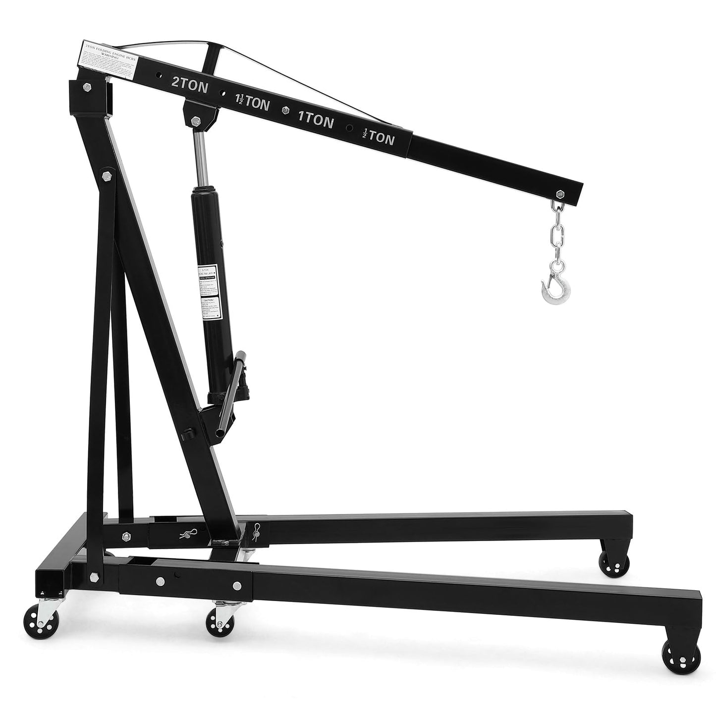 Garvee 2 Ton Engine Hoist, Hydraulic Cherry Picker Engine Crane, Heavy Duty Folding Shop Crane with 6 Casters, Engine Lift for Garage, Workshop, Black