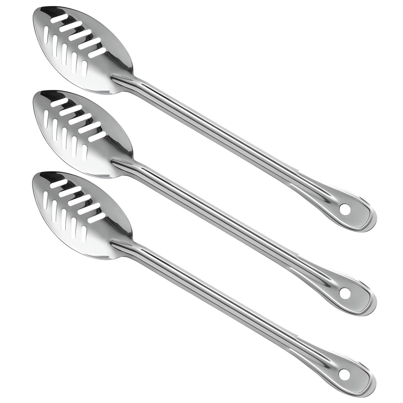 OCS Parts Professional Series Slotted Long Handle Cooking Spoon | Stainless Steel Stirring and Basting Spoon for Home and Commercial Kitchens | Perfectly Drains Liquid and Sauces (3, 15-Inch)