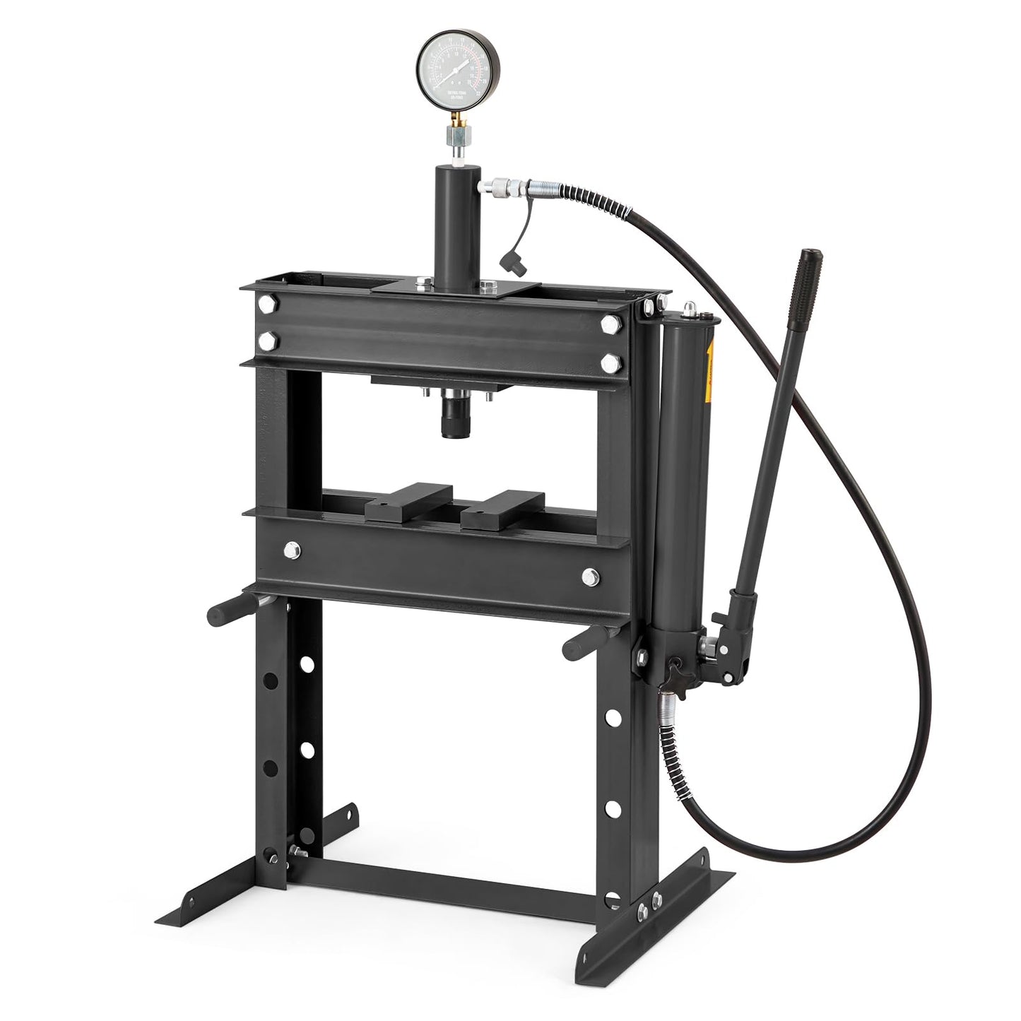 10T Hydraulic Press, 10 Ton H-Frame Garage Hydraulic Shop Press with Pressure Gauge, Adjustable Hydraulic Press with Plates, Black