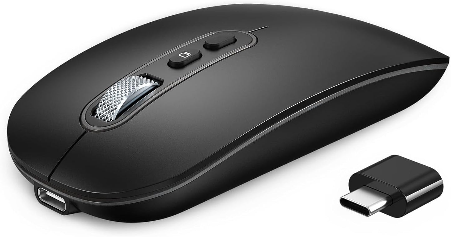 RaceGT USB C Wireless Mouse, Rechargeable Dual-Mode Mouse(Type-c and Bluetooth), Silent Bluetooth Mice for MacBook
