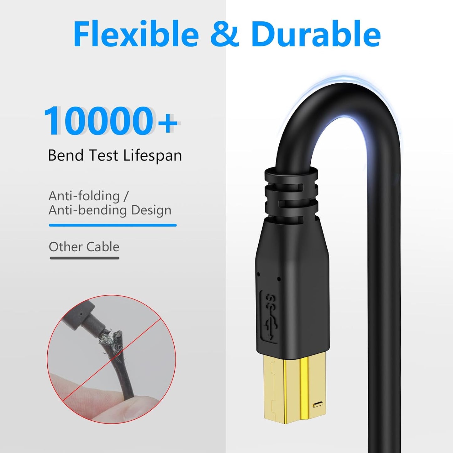 Jelly Tang 3.0 25Ft,Superspeed 3.0 More(25Ft/8M) USB Cable A Male to B Male USB A-B/A Male to B Male Cable