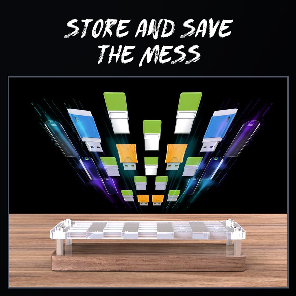 FEIFANZHE 20 Case-F02MY-U Walnut Wooden Memory Case and Storage Box - USB Slots Holder Desk, Flash Disk Protection Box