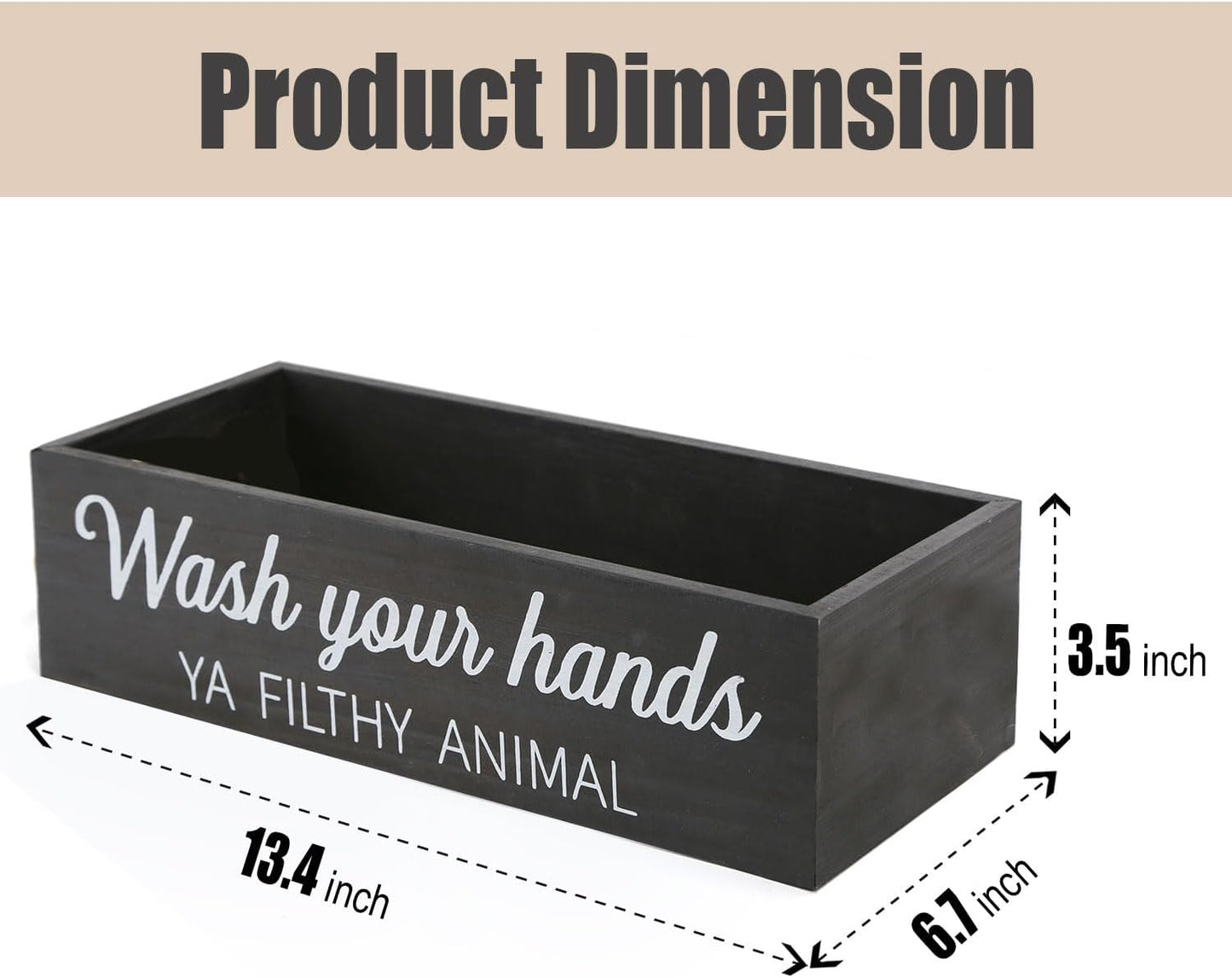Skiennix Bathroom Decor Box - Rustic Toilet Paper Basket with Farmhouse Signs | Black Color