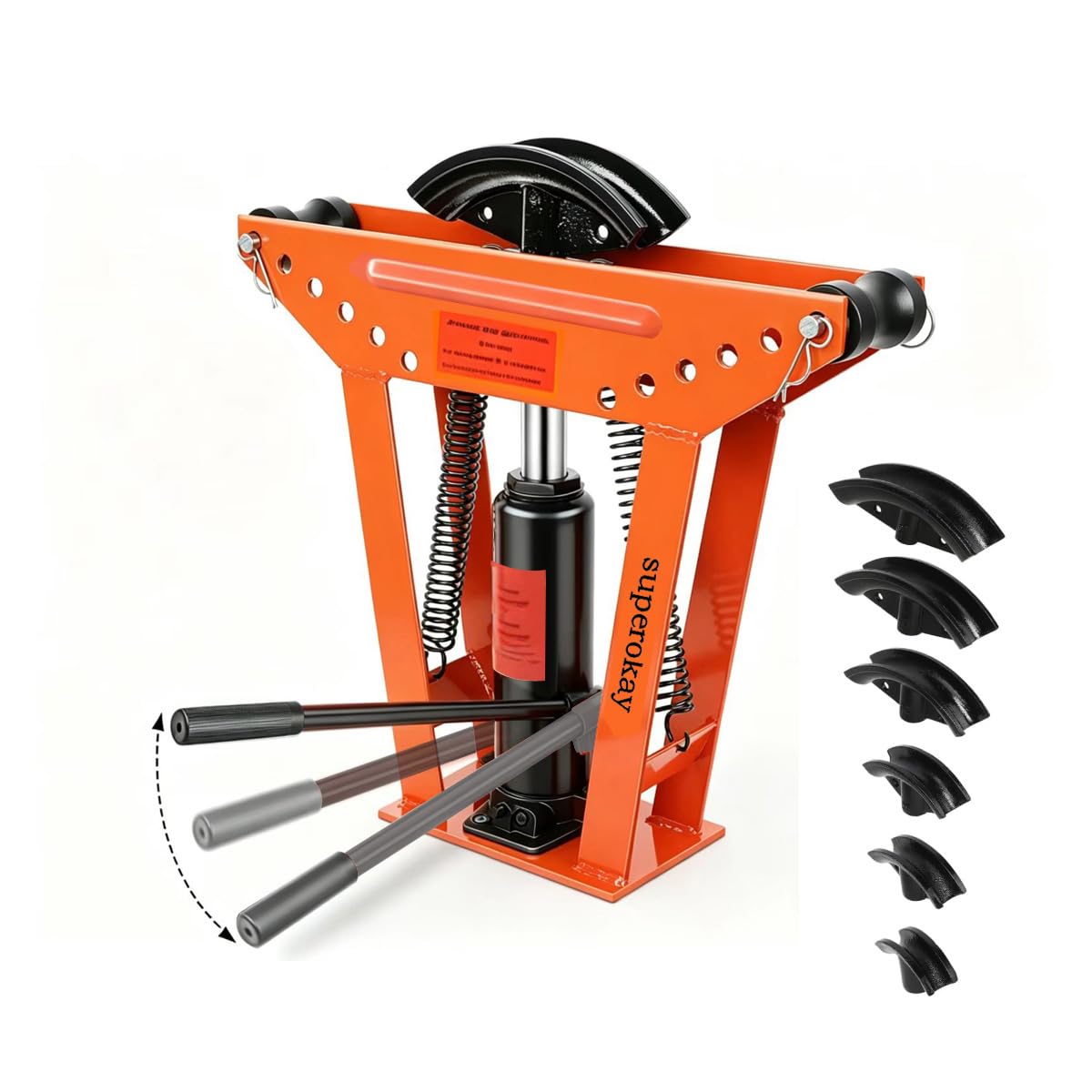 Hydraulic Pipe Bender 12 Ton, 90°-180° Tube Bender with 6 Dies (1/2"-2") | Heavy Duty Exhaust Pipe Bender for Steel Iron Metal | Professional Hydraulic Tubing Bender for Plumbing Construction