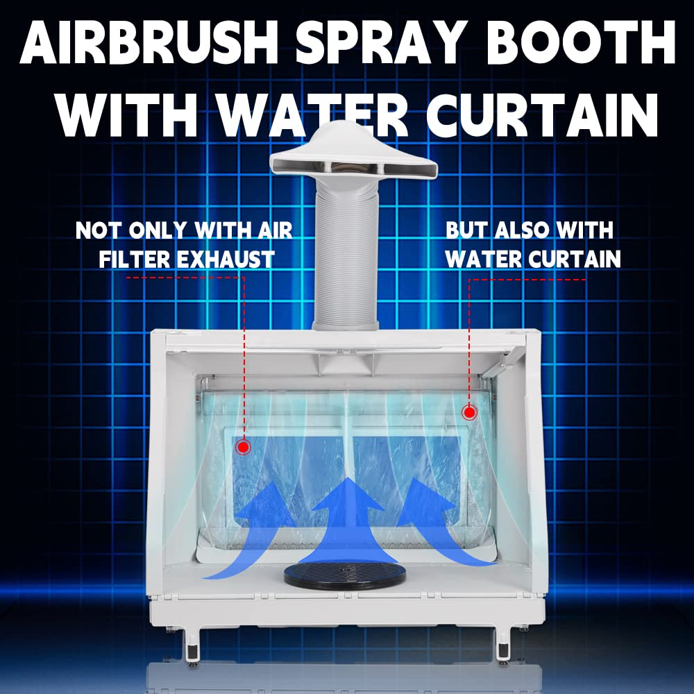 OPHIR Upgraded Waterfall Spray Booth, Paint Booth with 10L Water Sink, Water Curtain Airbrush Spray Booth for Airbrushing with 3xLED Light, 3xFan & Filter, Airbrush Booth for Model,Shoes Painting 110V