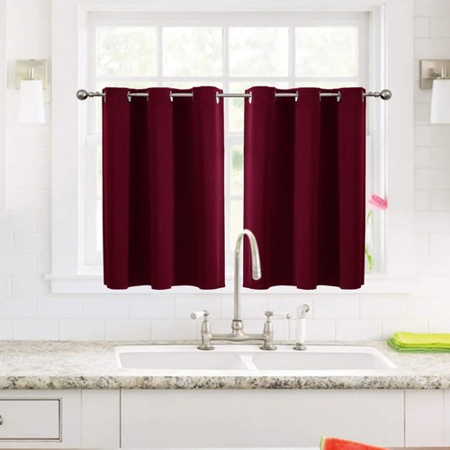 ChrisDowa Small Window Curtains - Grommet Thermal Insulated Room Darkening Panels (Burgundy Red, 42 x 36 Inch)