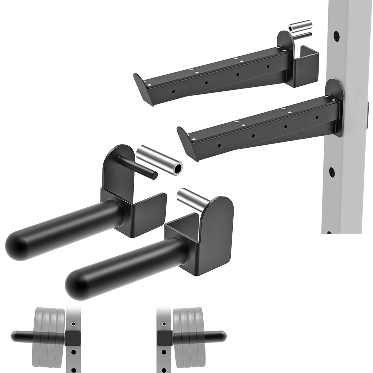 Kipika Strength Training Bundle: Weight Plate Holder & Safety Spotter Arms for Power Cages