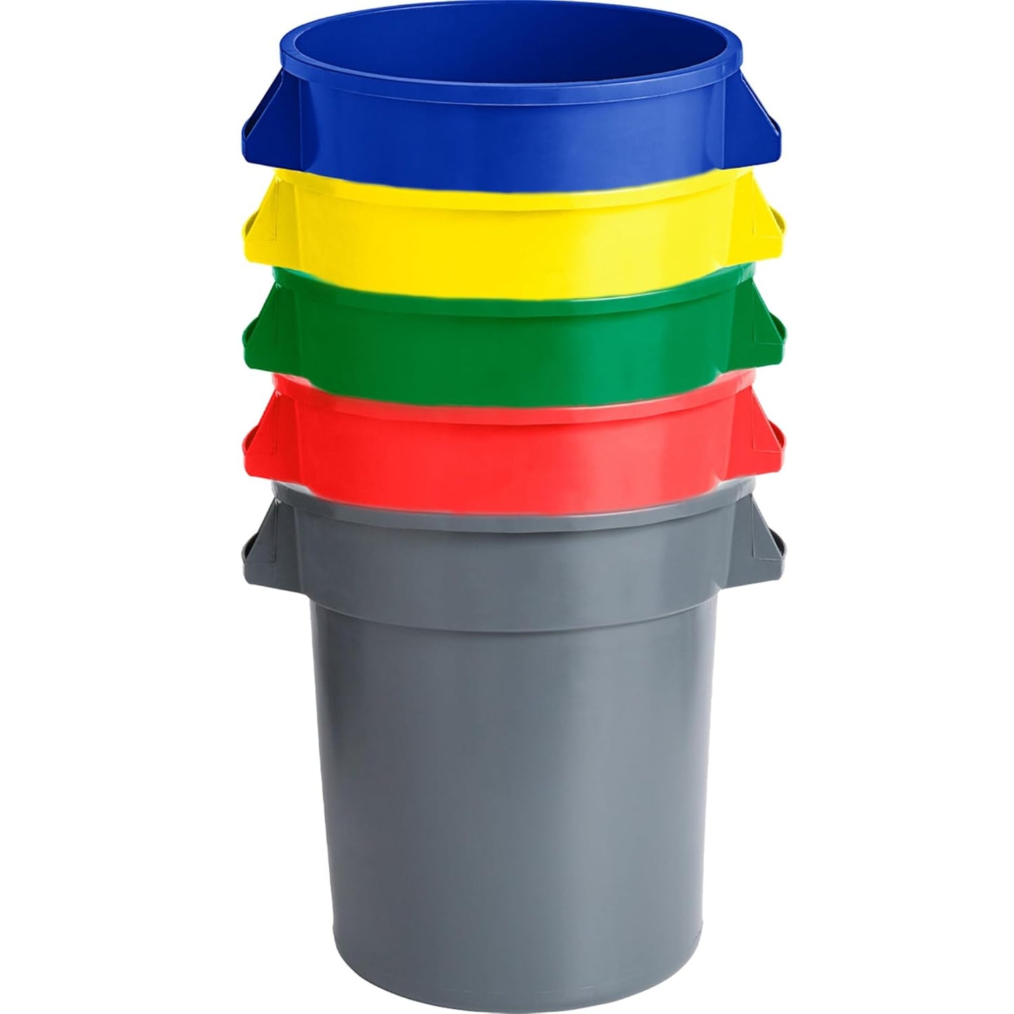 PRO&Family 32 Gallon Round Trash Can - Heavy-Duty Rolling Waste Container with Lid for Kitchen & Office (Black)