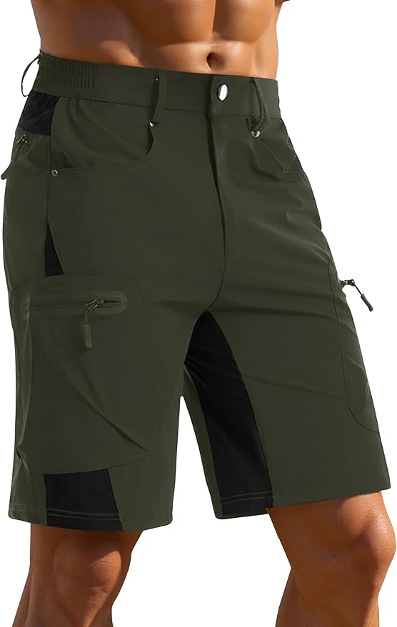 CRYSULLY Men's Hiking Cargo Shorts Outdoor Summer Lightweight Quick Dry Casual Shorts with 5 Pocket