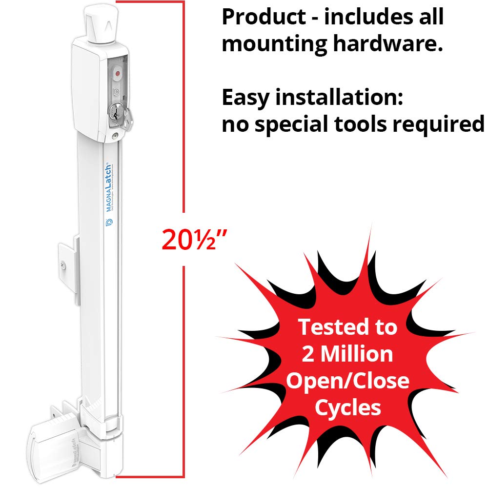 D&D Technologies ML3TPKAWT MagnaLatch Top Pull 20-inch Gate Latch, Magnetic Lock System, Professional-Grade Pool & Child Safety Gate Latch, Weather-Resistant Hardware, Any Square Gate Frame and Post