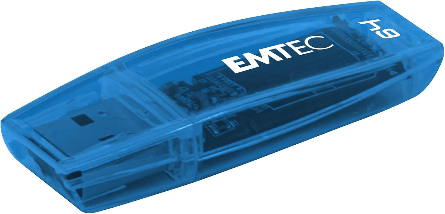 Emtec C410 64GB 2.0 Pack 2 Neon Flash Drive - USB - Transparent Neon with Cap