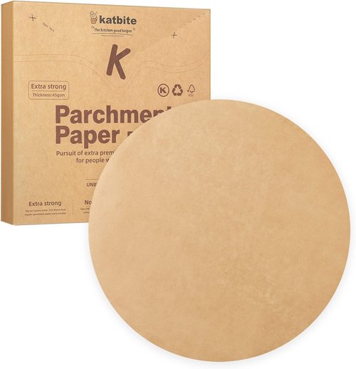 Katbite 200 Pcs Unbleached Non-Stick 9 Inch Parchment Paper Rounds | Precut Circles for Baking & Freezing