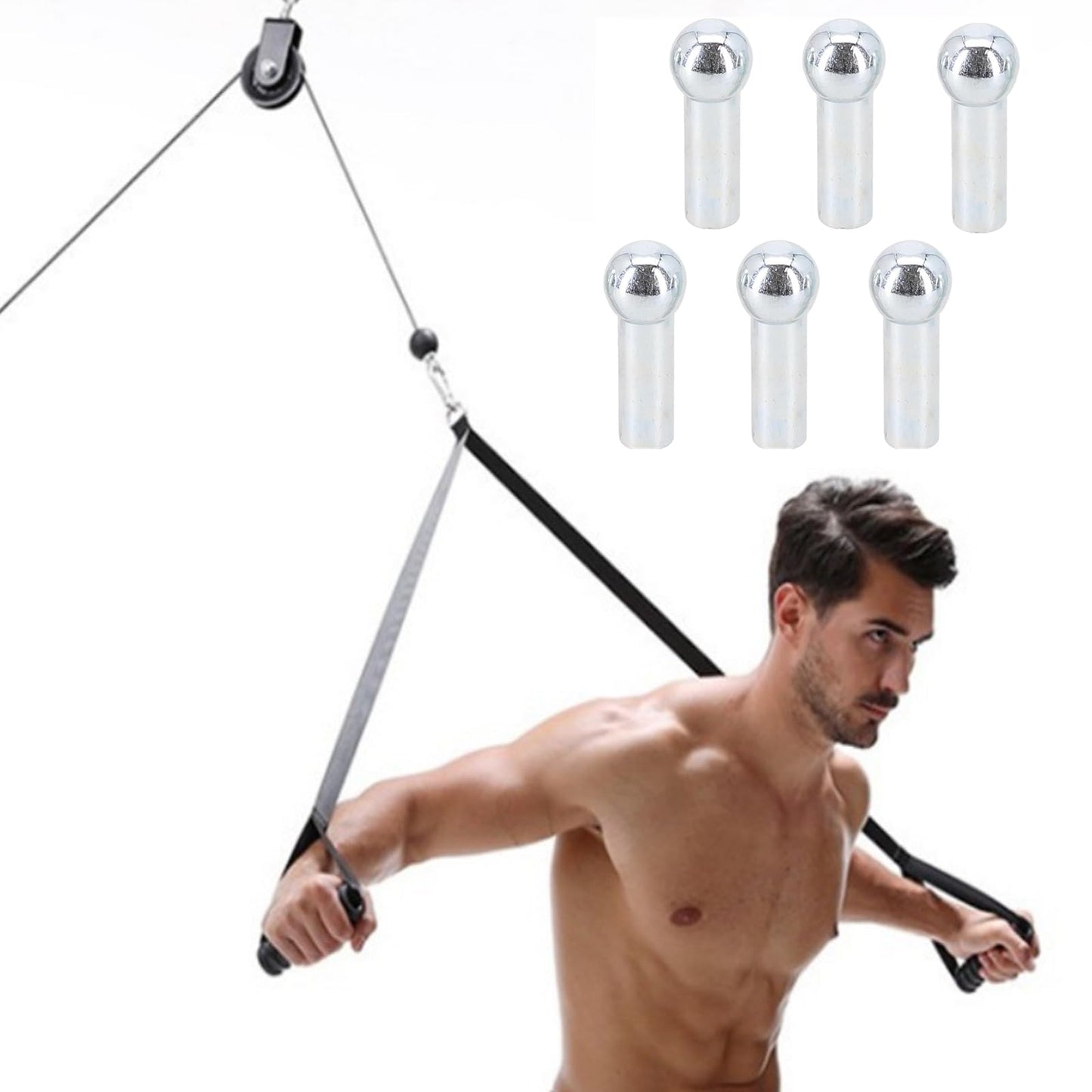6 Pack Gym Cable Ball Stopper Gym Pulley Machine Stopper Cable Ball Terminals Wire Port Joint Parts Weight Machine Accessories Fitness Equipment Running Yoga Accessories for Home Gym Machine(6mm)