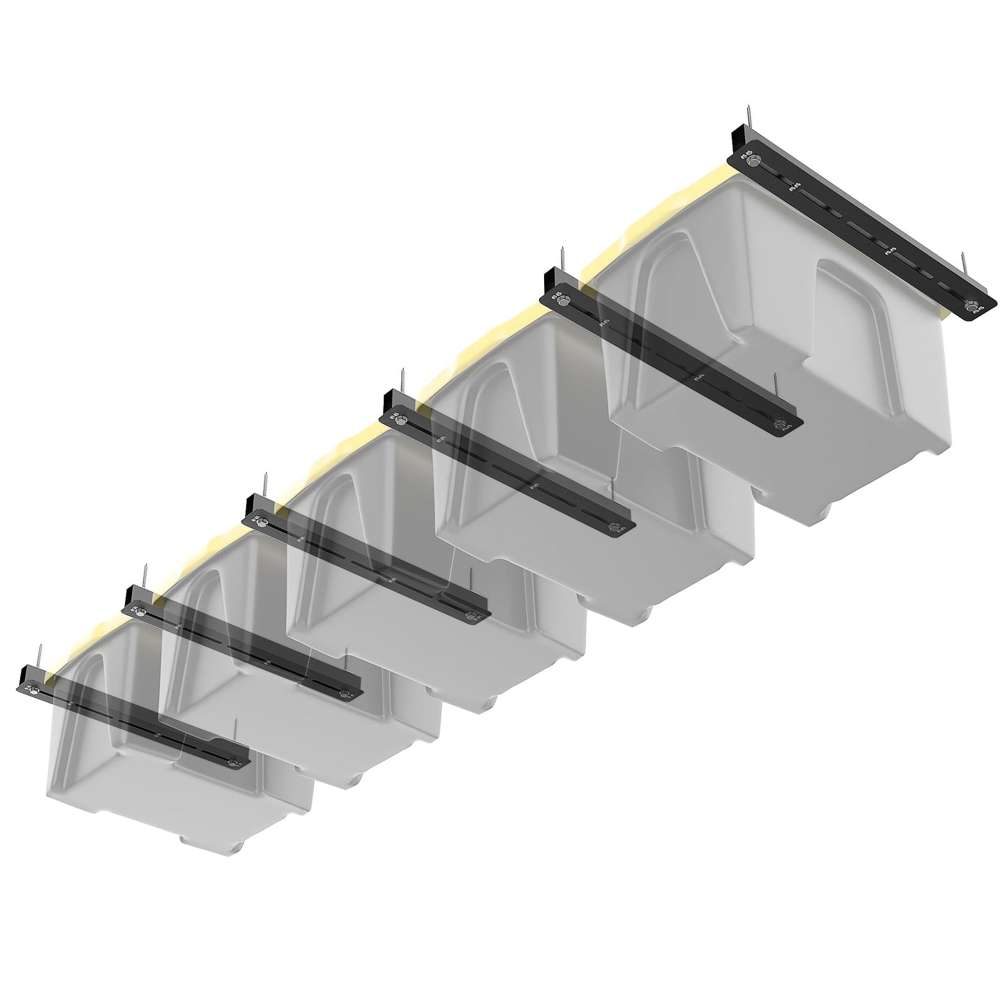 TORACK Garage Ceiling Bin Storage Rack, Adjustable Heavy Duty Overhead Tote Storage Rail System(for 5 Bins, Bins are not included)