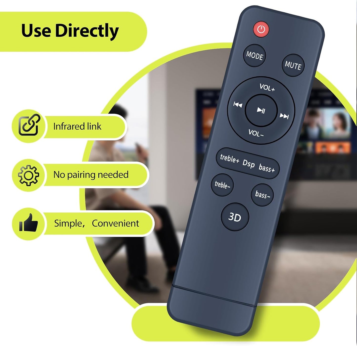 RYQIF 2 1 2.2 32 inch 5.0 Replacement Remote Control fits Puxinat in Separable Sound Bar for Smart TV, Channel TV