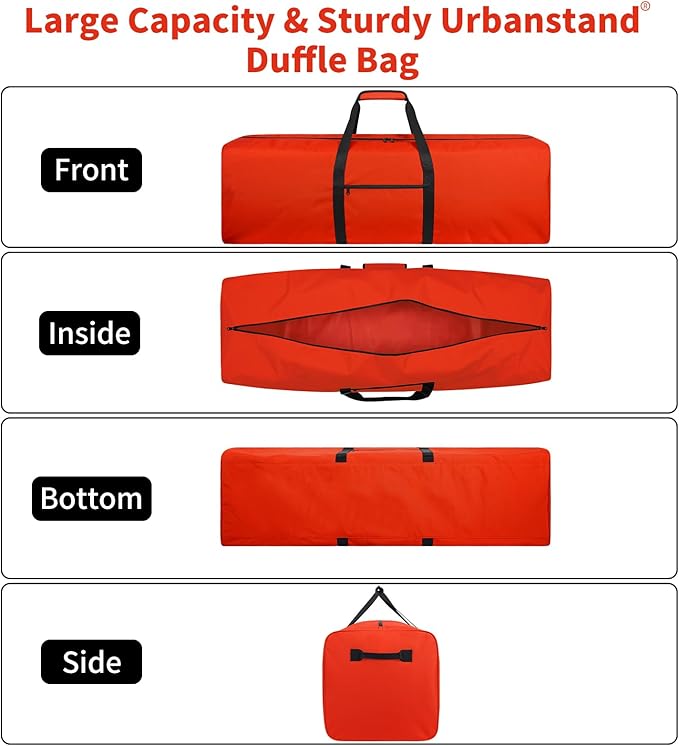 Urbanstand 48 Inch Travel Duffle Bag Extra Large Sport Equipment Duffel Bags with 2-way Lockable Zippers Orange