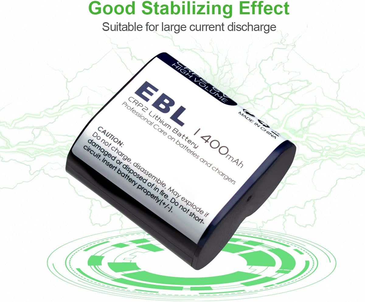 EBL CR-P2 6V 1400mAh, 223A DL223A EL223AP Lithium Photo Battery Compatible with for Camera Flash Units