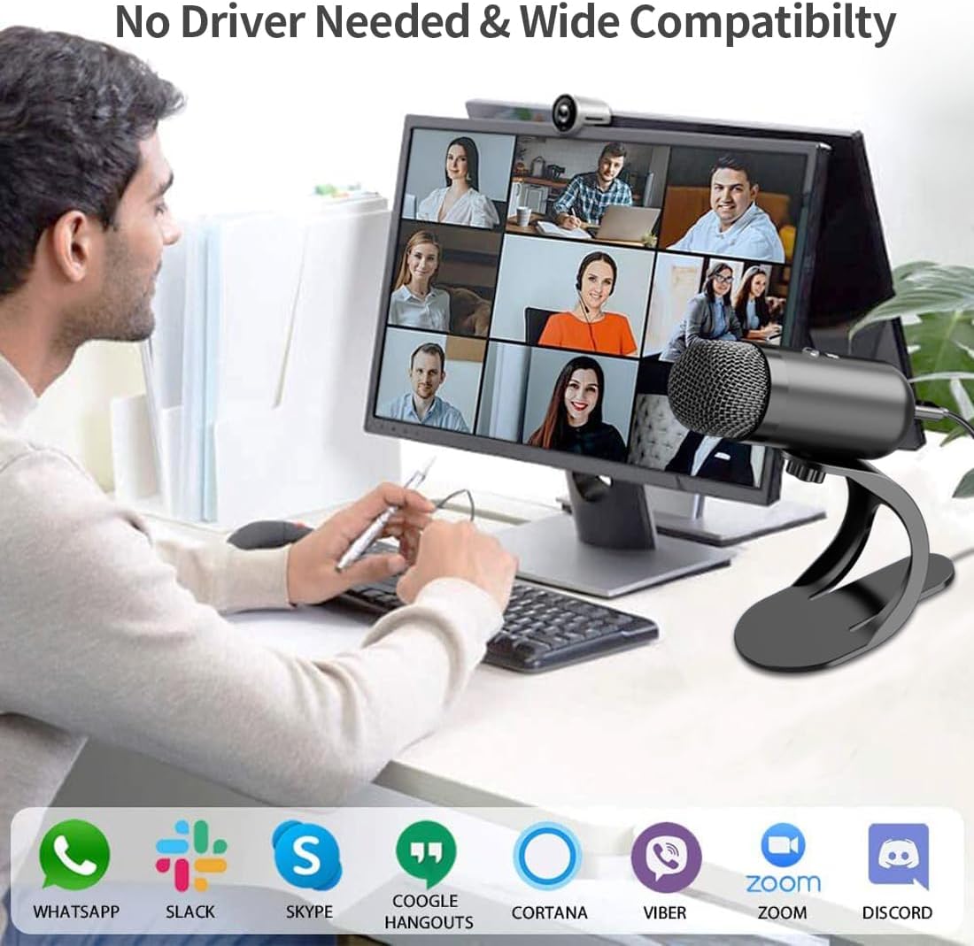 LIANGSTAR USB Computer Microphone, Podcast Mic Desktop with Mute Button for Recording Streaming, Omnidirectional
