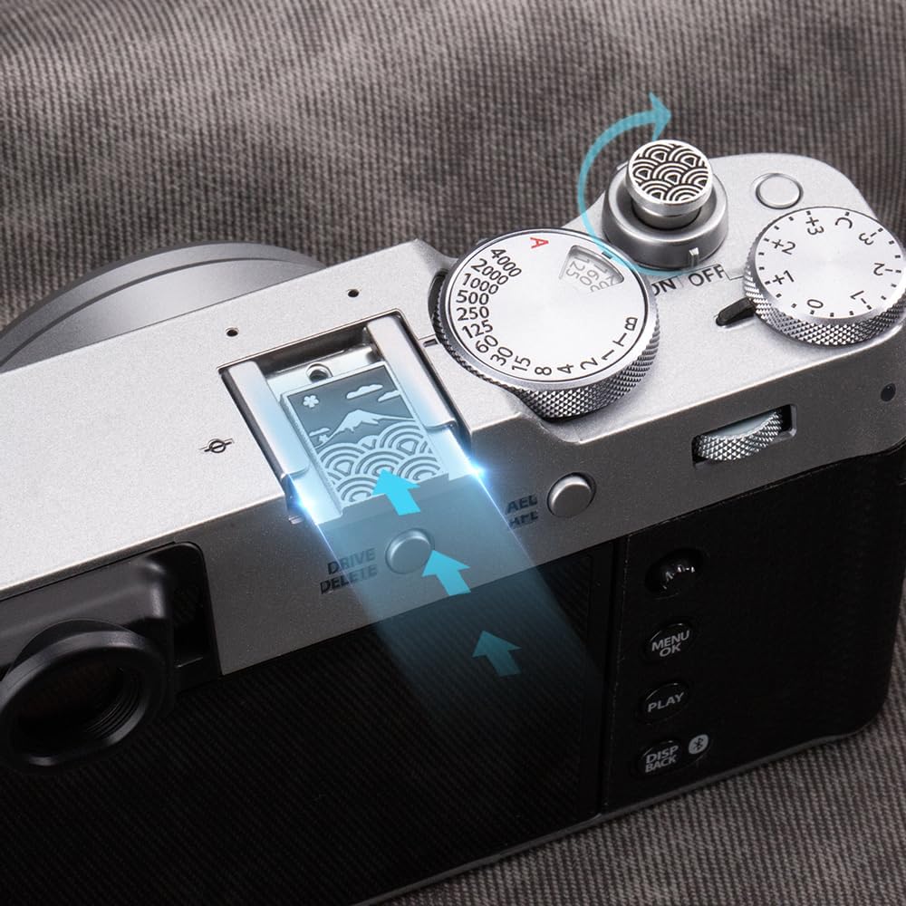 X100VI X100V XPro1 X-T4 X-T3 X-T50 X-T30 Camera Metal Hot Shoe Cover Shutter Buttons Sea of Clouds for FUJIFILM