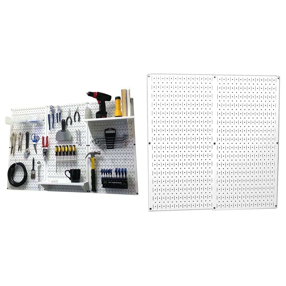Wall Control Pegboard Organizer 4 ft. Metal Standard Tool Storage Kit With White Toolboard and Accessories - 30-P-3232W