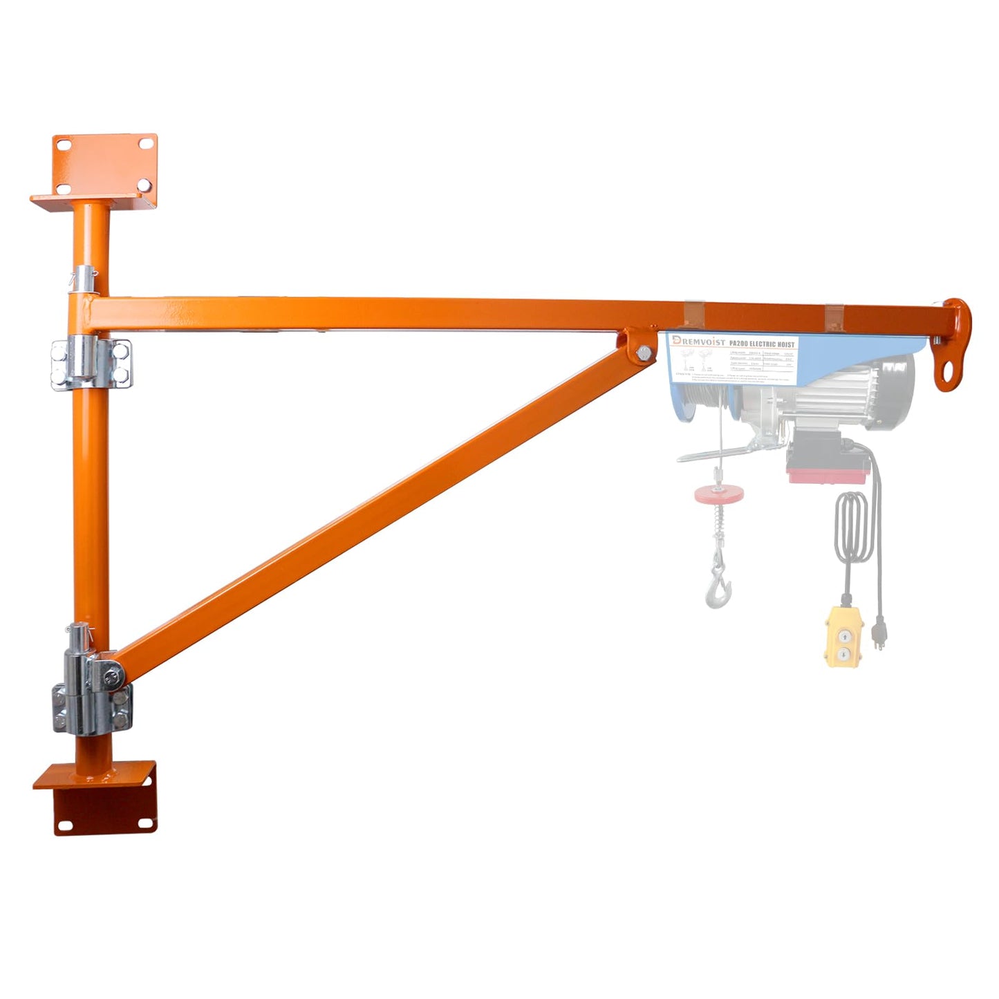 Wall Mount Jib Crane, Hoist Support Arm with 180°Swing, Electric Scaffolding Lift, Hoist Bracket, All Steel Construction 660LBS Capacity, Electric Hoist Holder Swing Arm with Pole, for Electric Hoist