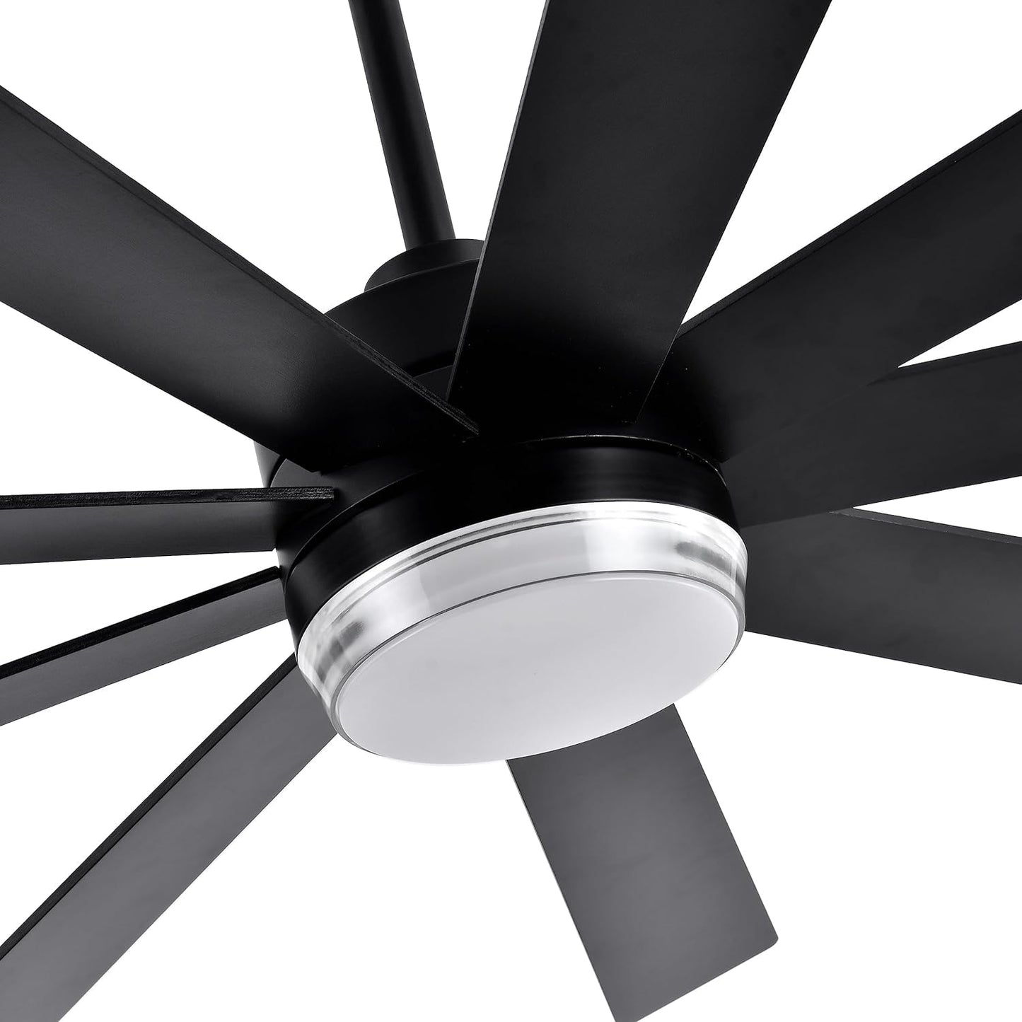 LEDLUX 84" Ceiling Fan with Light, 6-Speed Remote Control, Reversible DC Motor, Modern 9 Plywood Blades Black with 4.5"/12"/24" Downrods for Home or Commercial, Living Room/Restaurant
