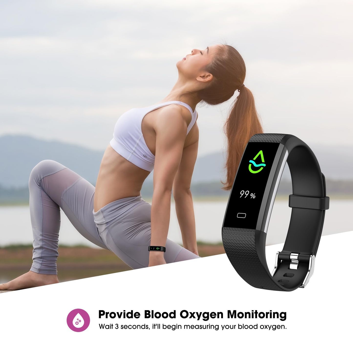 Fitness Tracker with Heart Rate Blood Oxygen Monitor, Activity Tracker Sleep Monitor Health Tracker, Smart Watch Pedometer Step Calories Counter, Fitness Watches for Men Women
