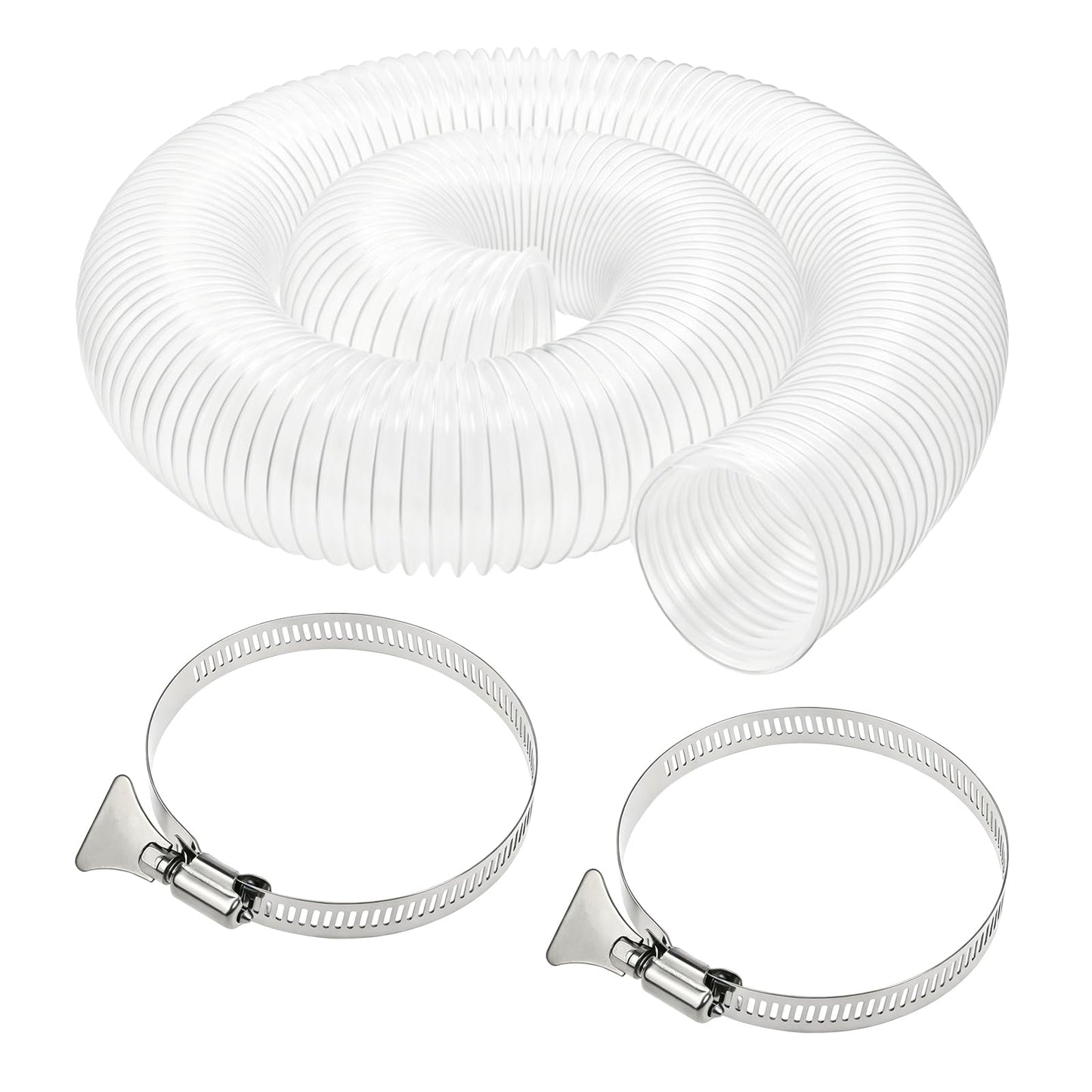 8" x 10FT PVC Dust Collection Hose, Heavy Duty Flexible Dust Collector Hose with Steel Wire Clamps for Woodworking, CNC Machines, Table Saws & Workshop Dust Collection Systems