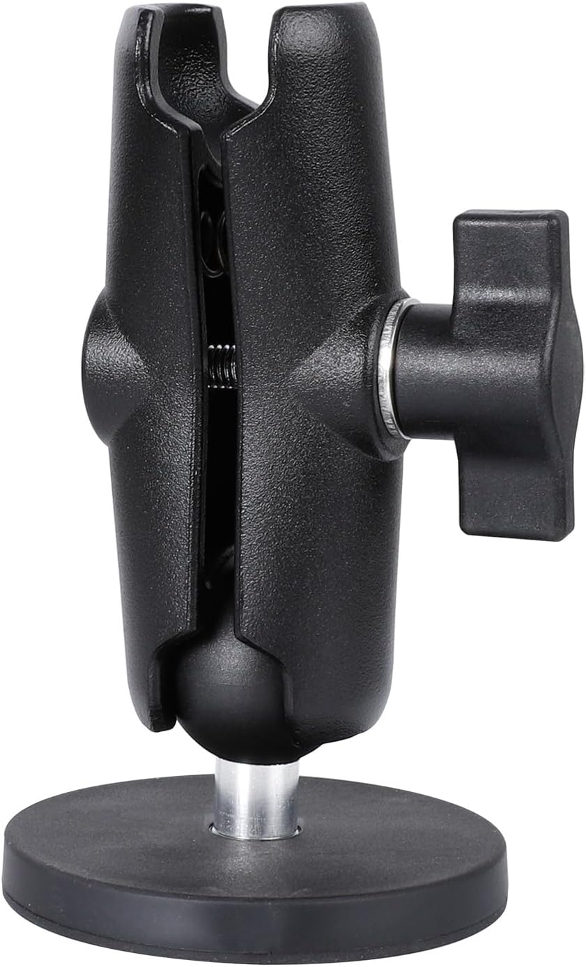 FPN 66mm 25mm /1 inch 3.54" Diameter Round Heavy-Duty Magnetic Base Mount with Rubber Coating Ball & Double Socket Arm