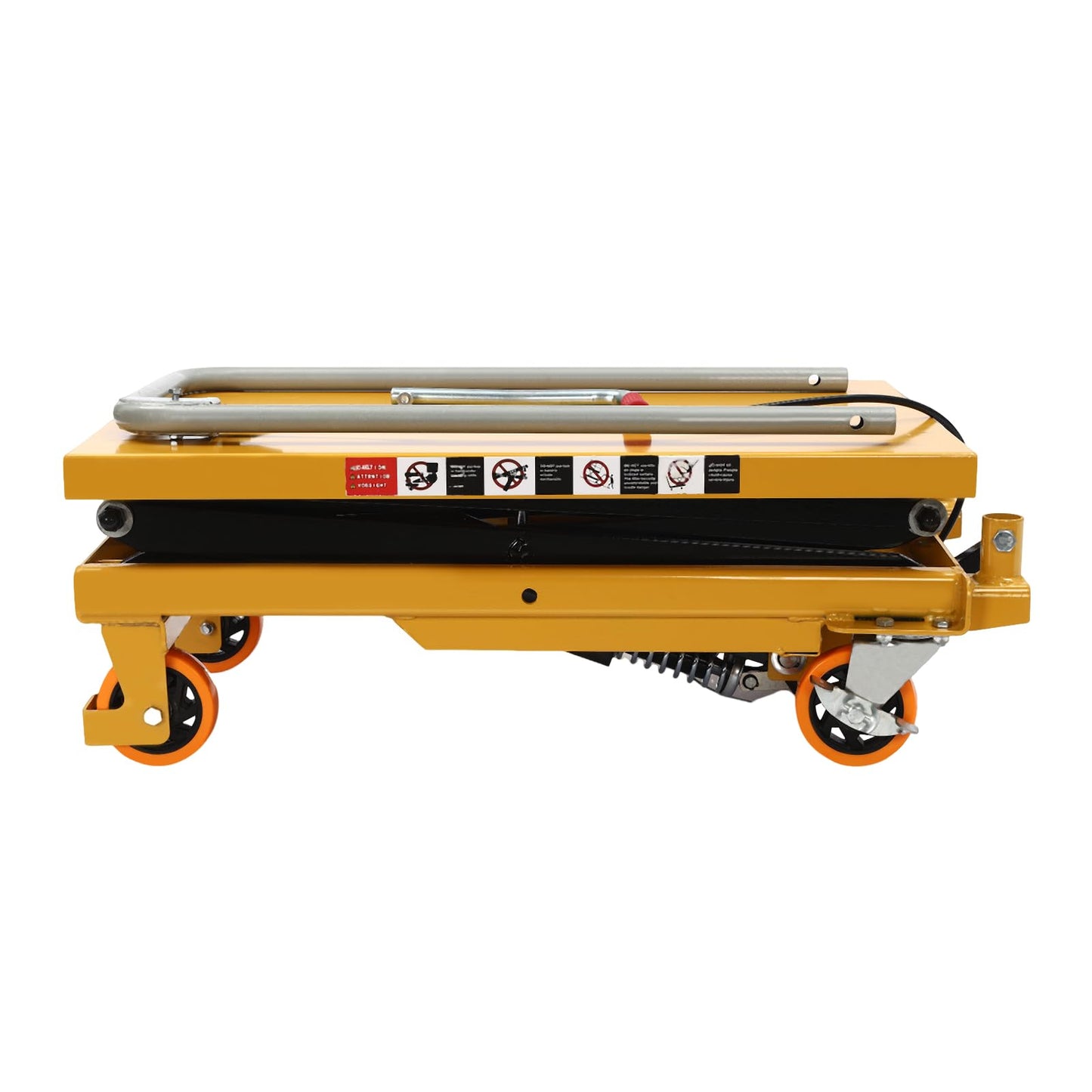 770lbs Hydraulic Lift Table Cart, 51" Double Scissor Lift Table Pallet Truck Lift Height Manual Hydraulic Scissor Cart Mobile Platform Cart w/ 4 Locking Wheels for Material Handling and Transportation