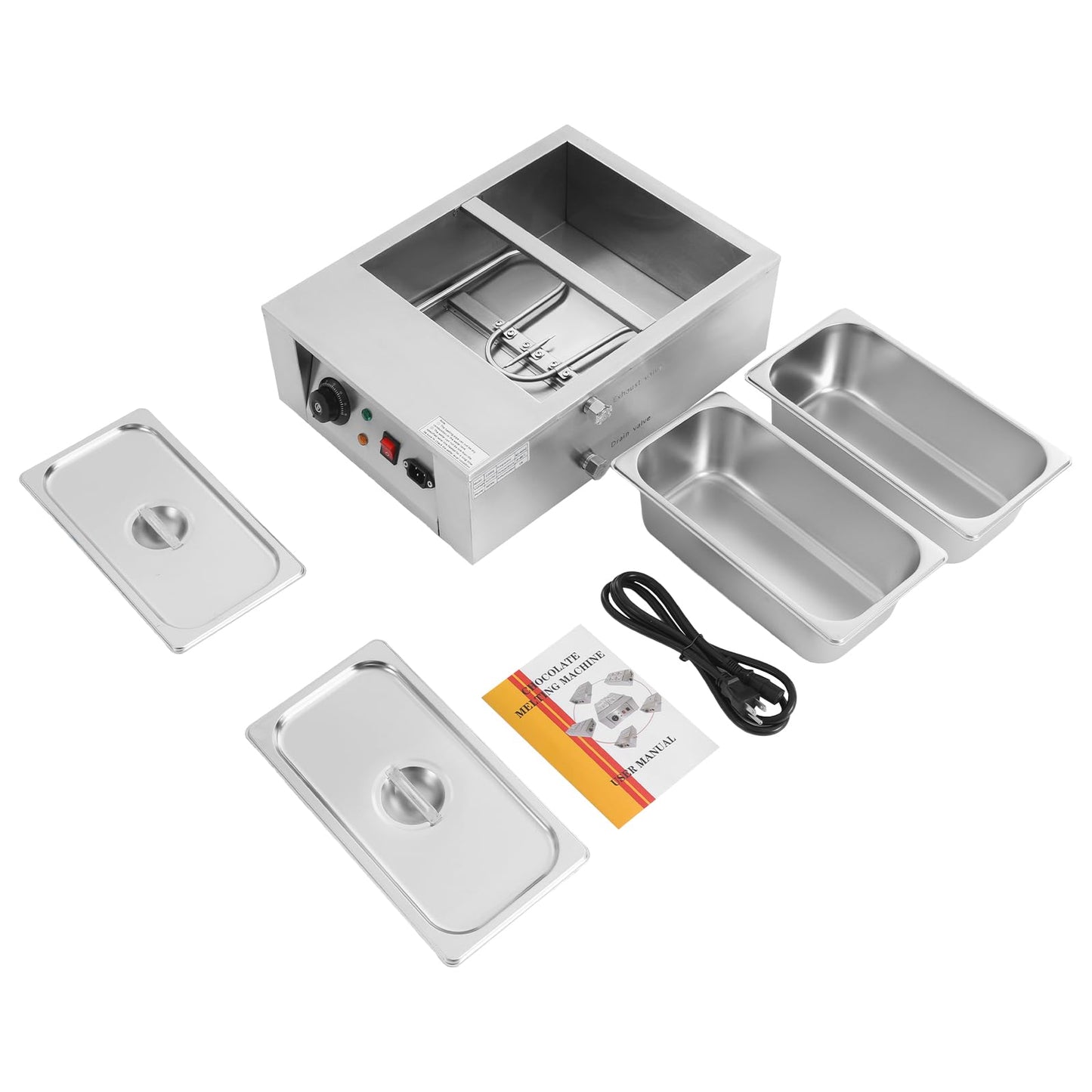 Chocolate Tempering Machine, 600W Chocolate Melting Pot 2-Tanks With Adjustable Temperature & Efficient Heating Electric Chocolate Melter for Heat Cream Milk Butter Jam Etc and Melt Chocolates