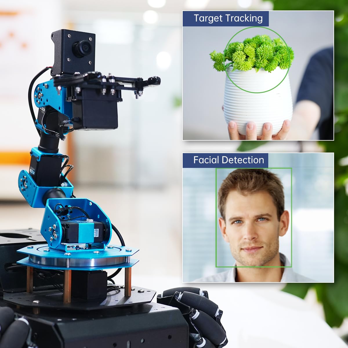 LewanSoul ROS Robotic Arm with Raspberry Pi 5 8GB Open Source Programming FPV AI Vision 6DOF/Axis Smart Robot Kit, 4WD Mecanum Wheel Big Chassis, ArmPi Pro with RPi 5 8GB