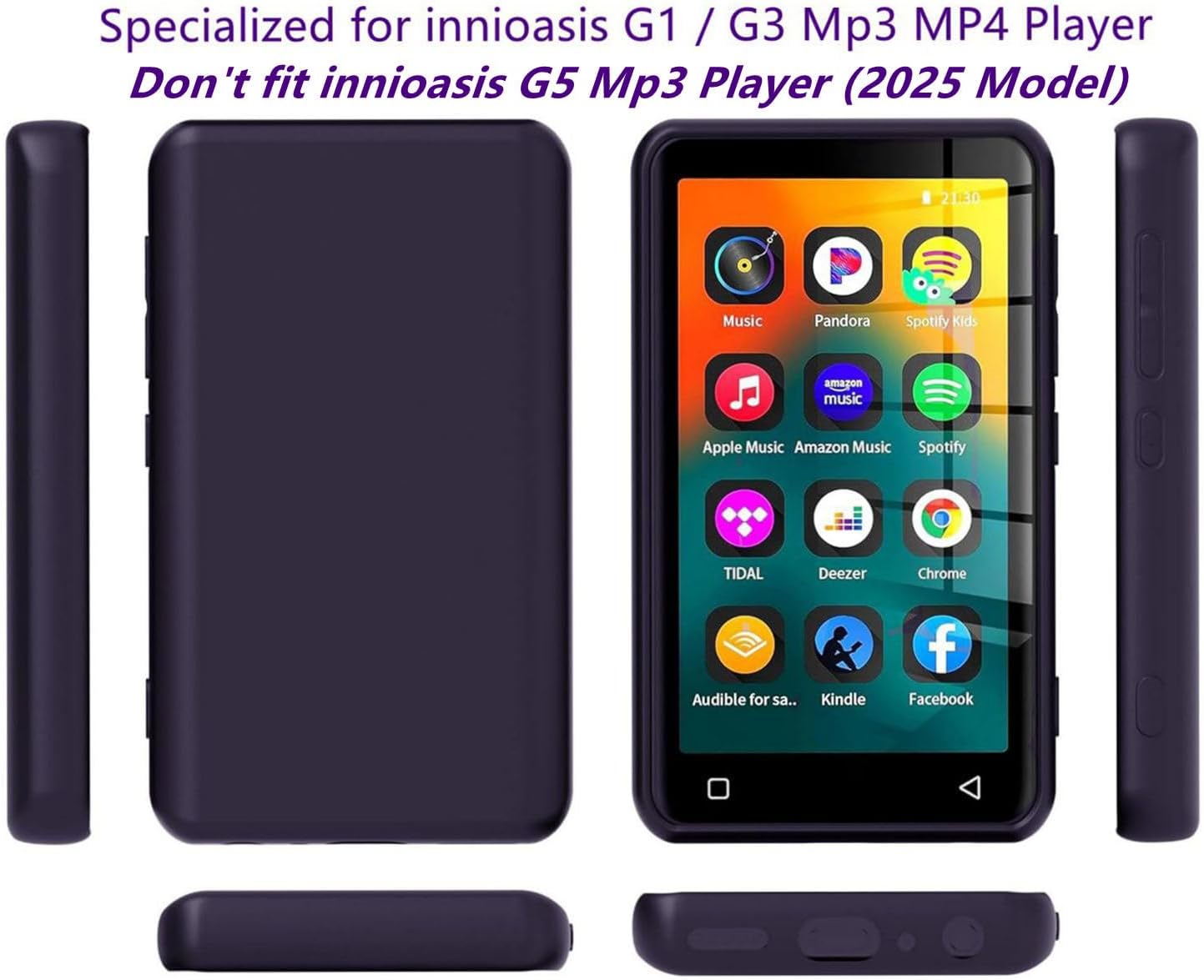 Fotosuncy Mp3 G1 G3 4.0 inch, Player Case for innioasis Slim Fit Soft TPU Matte Cover with Cleaning Cloth Purple