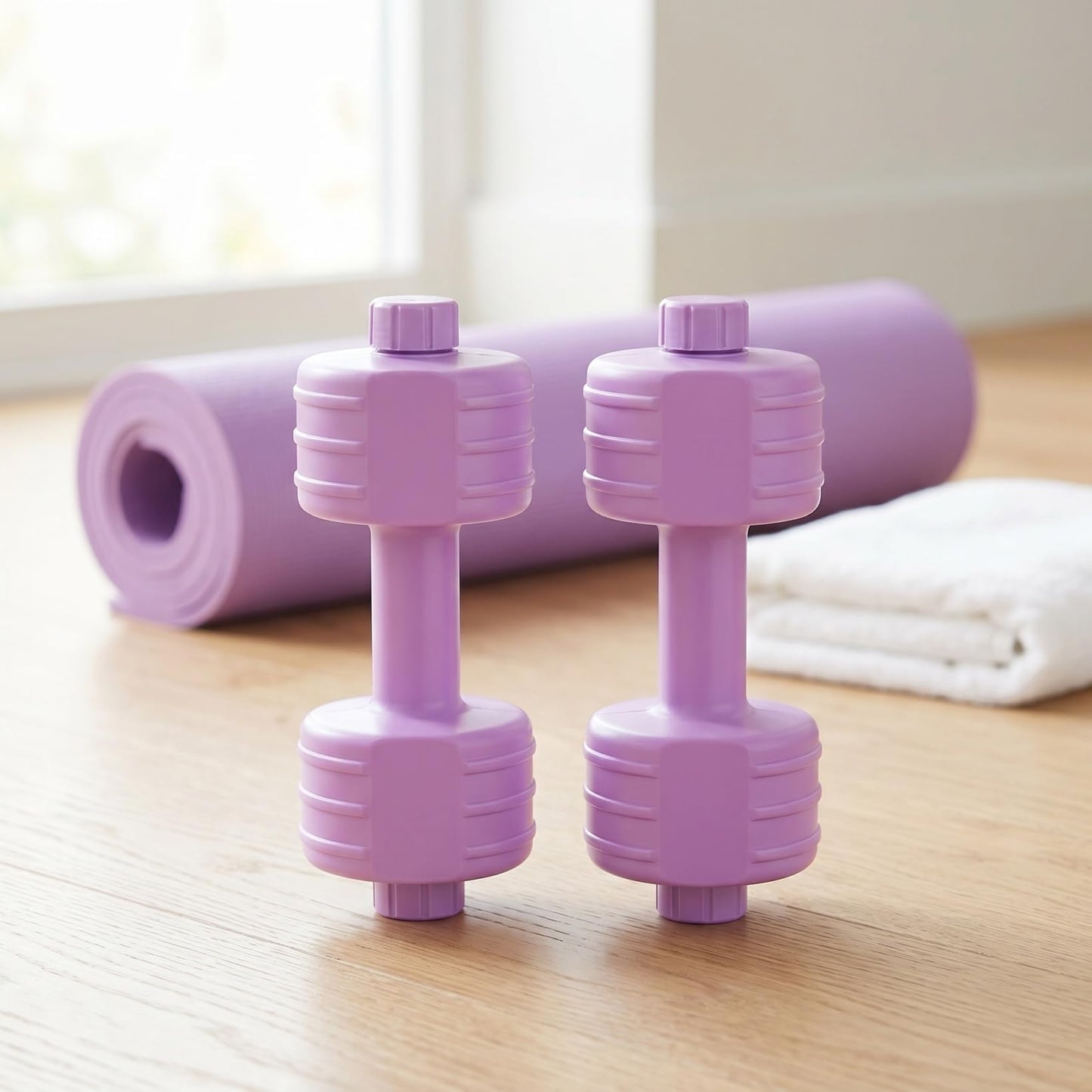 Abaodam Adjustable Dumbbell Shaped Water Bottles for Women 2 Pack Lightweight Fitness Equipment for Home Gym Office Body Shaping and Toning Arms Waist 9.84X3.54X3.54In