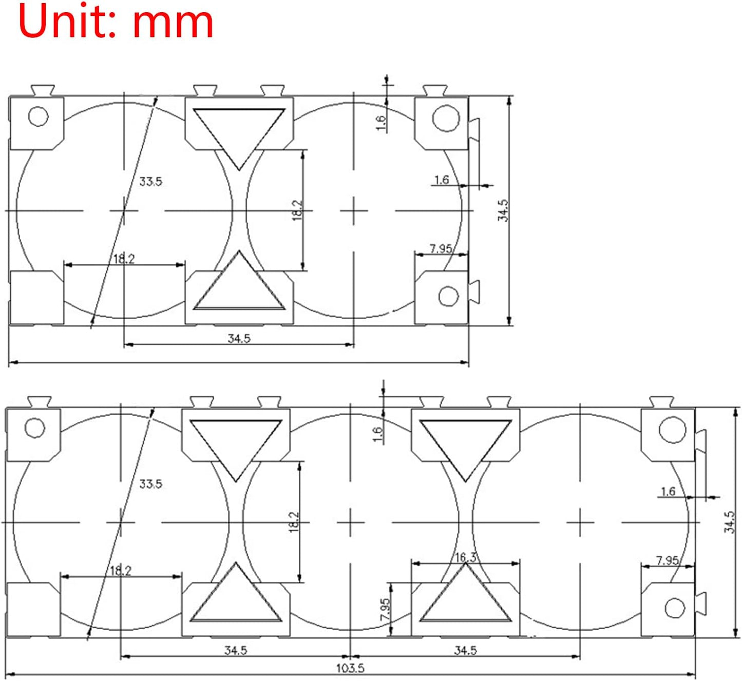 CHENZILIN 33140 Pack 33.5mm Lithium Battery Holder, ABS Battery Brackets Fireproof Cell Spacer Solid Frame Fireproof