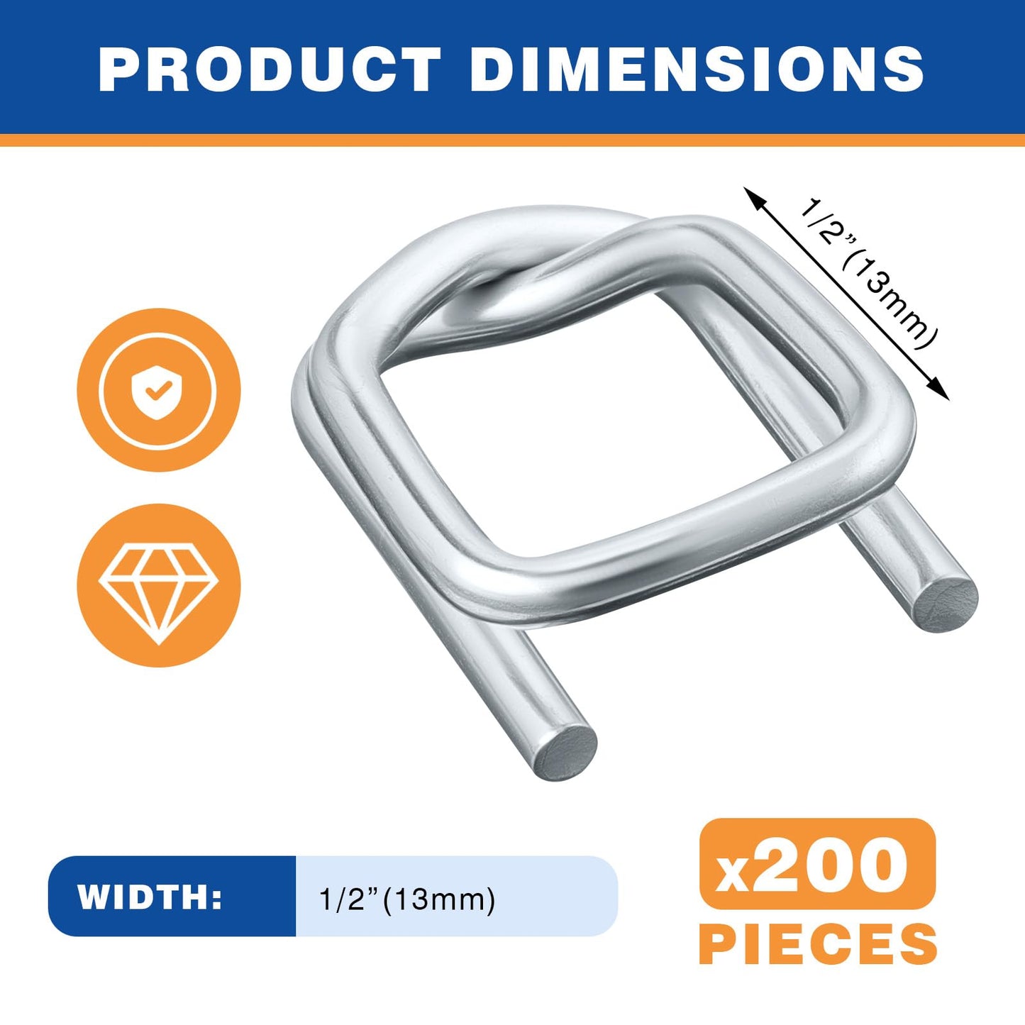 Otoolling 200 Pack Galvanized Cord Strapping Buckles 1/2", Metal Wire Buckles with Galvanized Coating for Woven Cord Strapping, Reusable Strap Buckle