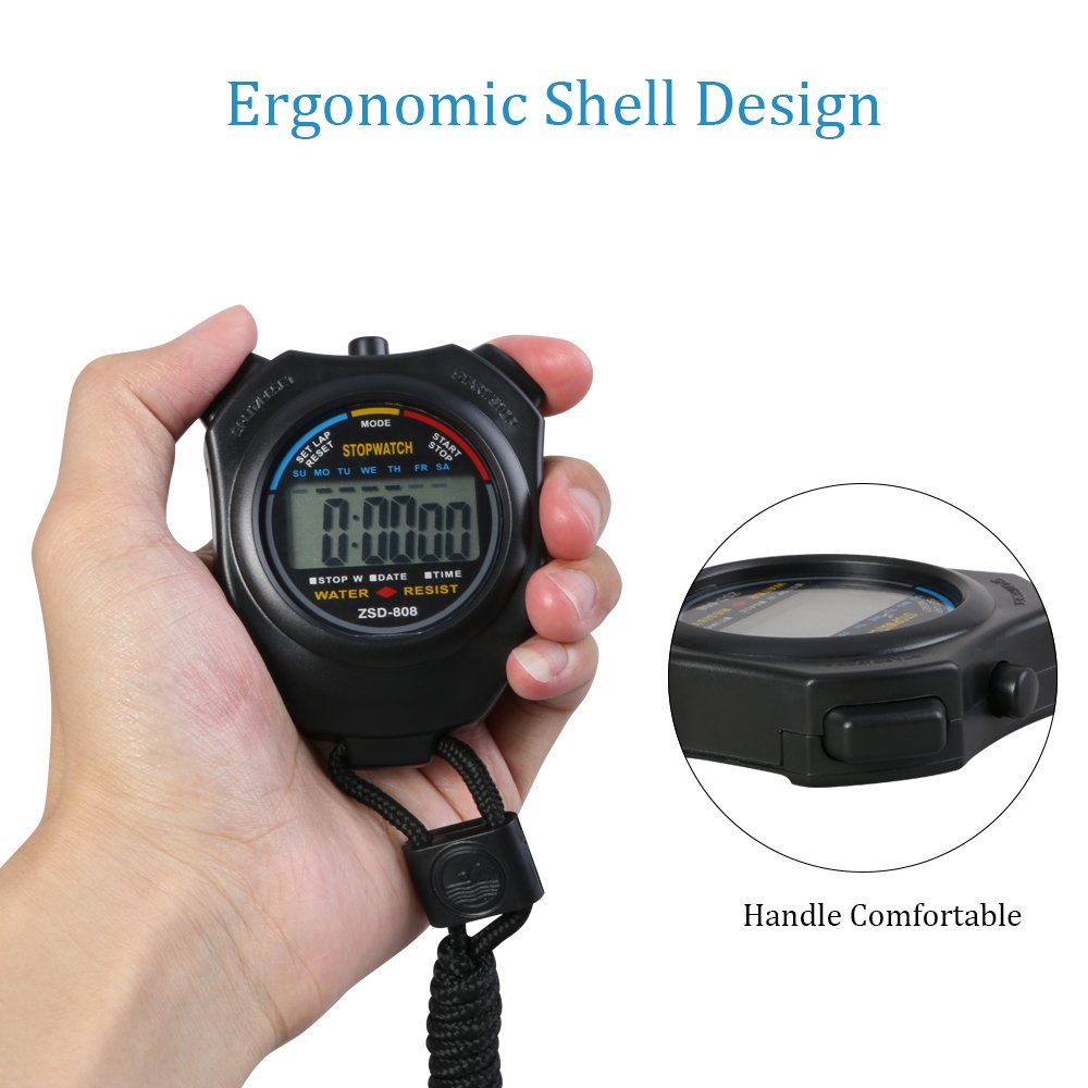 Vicloon Digital Sport Stopwatch Timer with Stainless Steel Whistle,Large LCD Display Suitable for Football,Basketball, Running,Swimming,Fitness and More