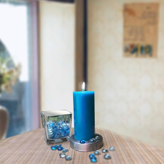 Simply Soson 3x6 inch Blue Pillar Candles Set of 3, Smooth Texture, Unscented Blue Candles, Dripless Candles, 3 inch Pillar Candles Ideal as Wedding, Parties, Spas, Dinner, Home Decoration, Church