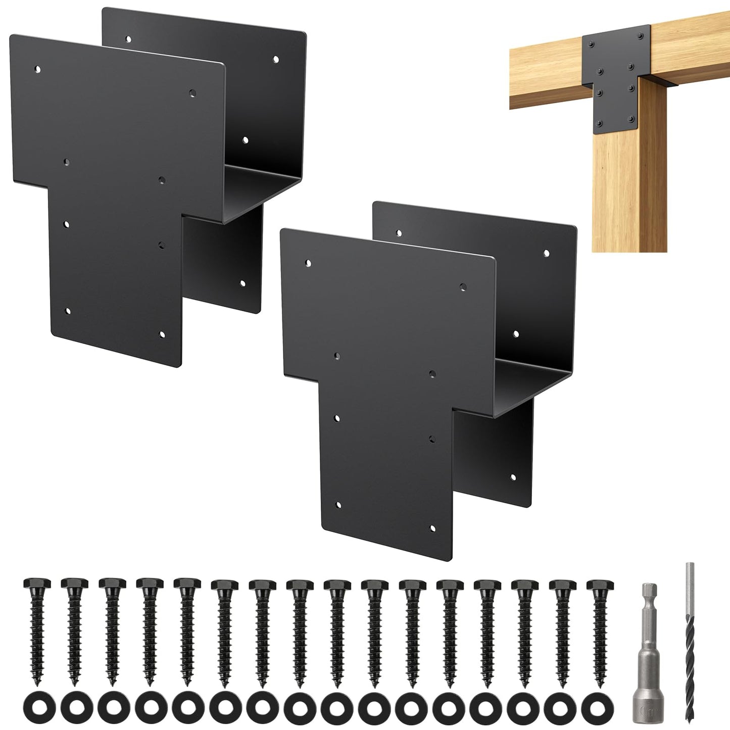 6"x 6" Post Cap Tie Rod Brackets,TROPTOLKY Heavy Duty Wood Beam Tie Rod Brackets, for Supporting Outdoor Pergolas, Gazebos, Decks and Porches,2 Pcs